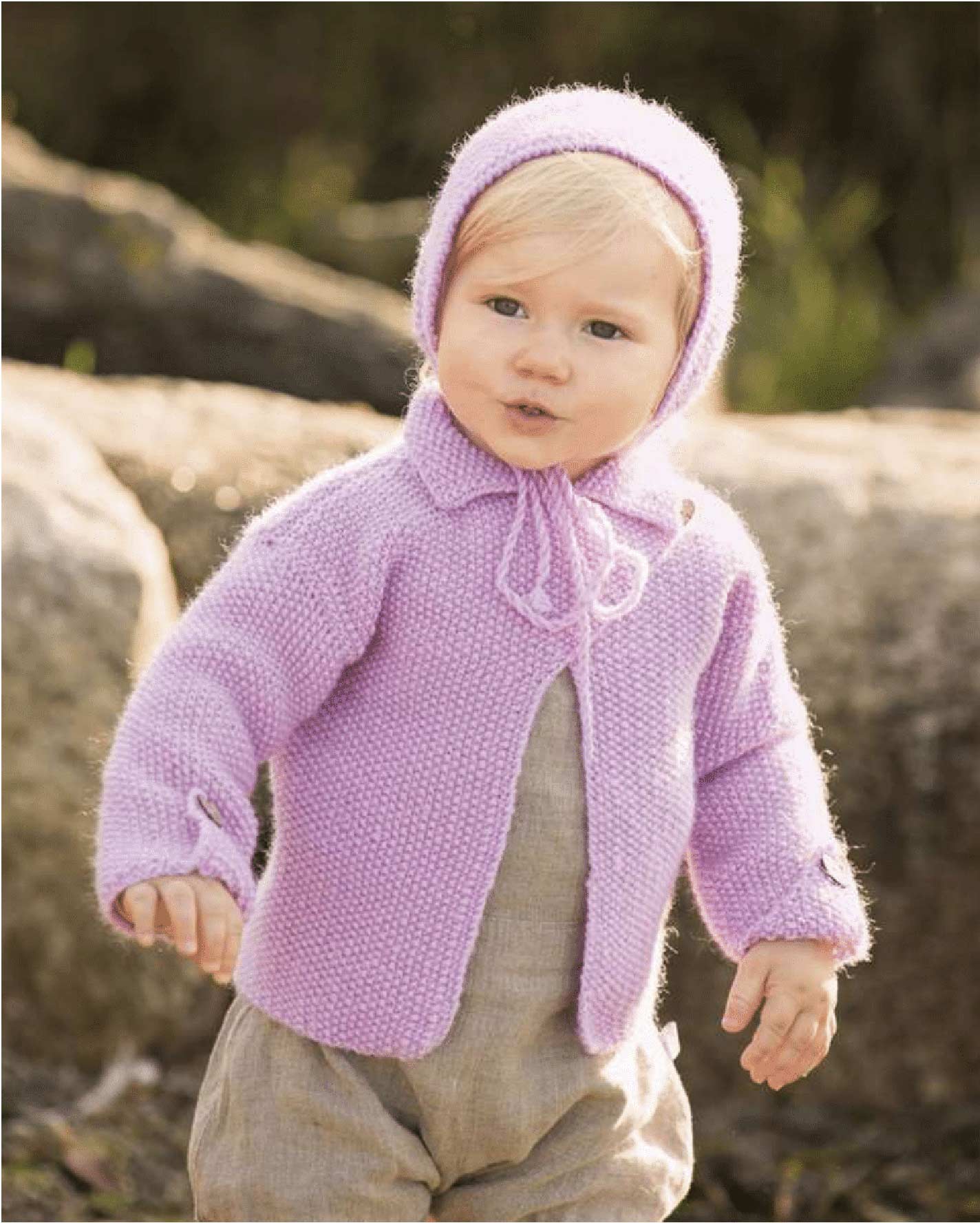 1617-03 Tjorven Jakke og hue i perlestrikk