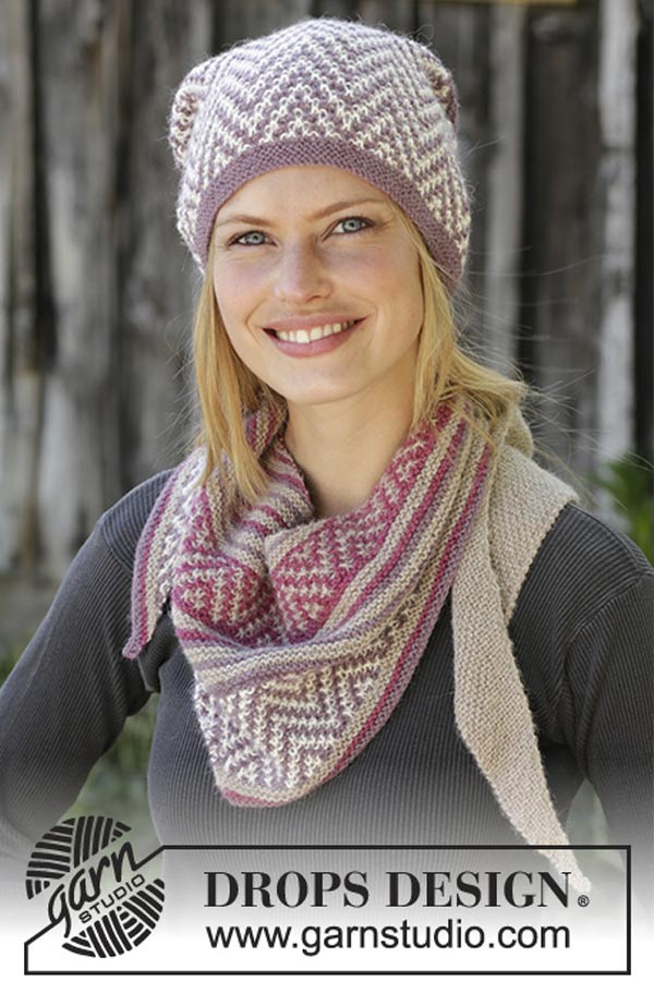 197-29 Purple way hat og sjal