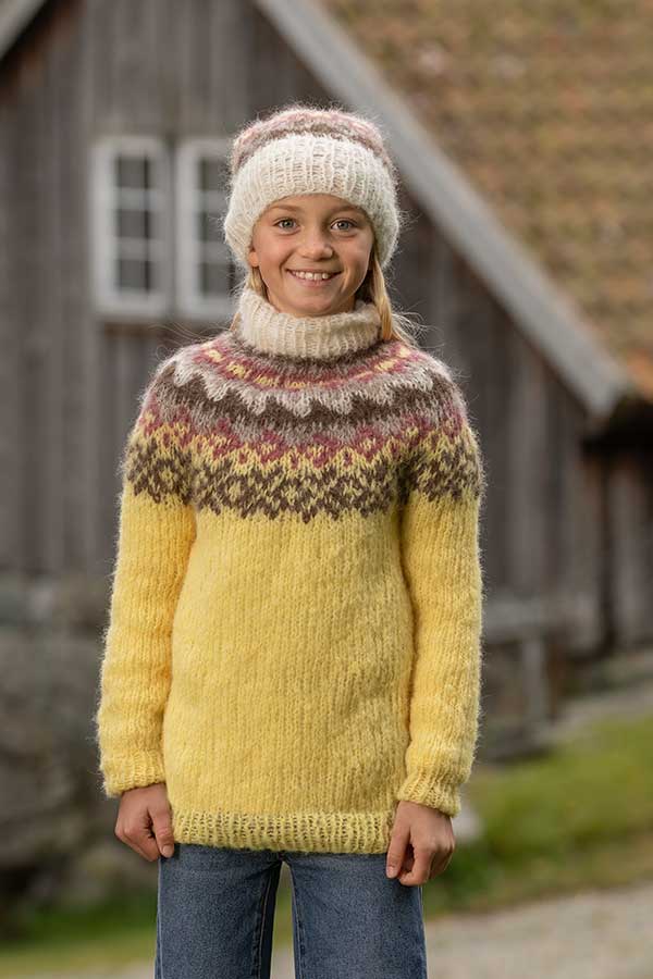 2027-1e Nova sweater og hue lysgul