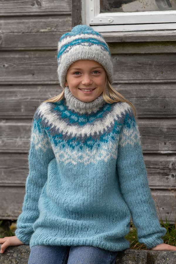 2027-1f Nova sweater og hue Lys Turkis