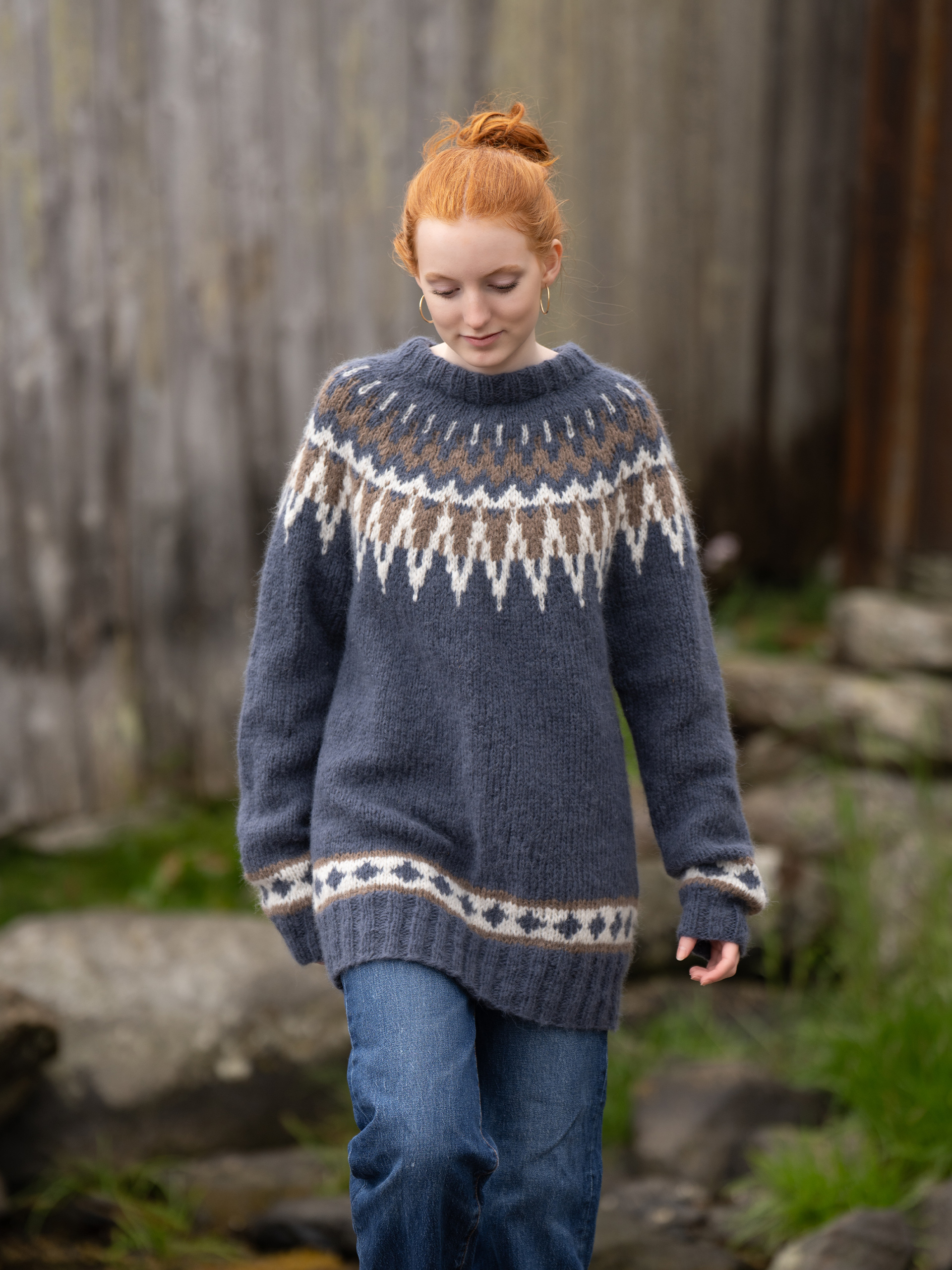 2138-10 Farfar unisex genser jeansblå