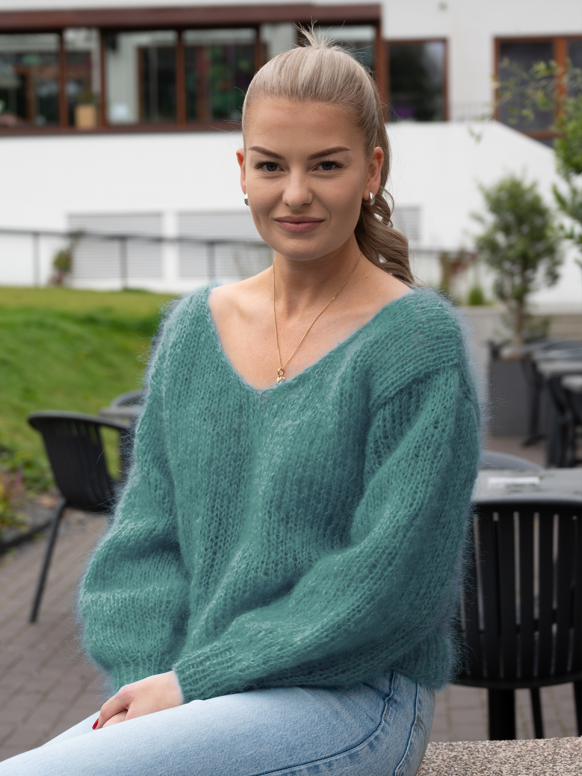 AMANDA sweater mørk jadegrøn