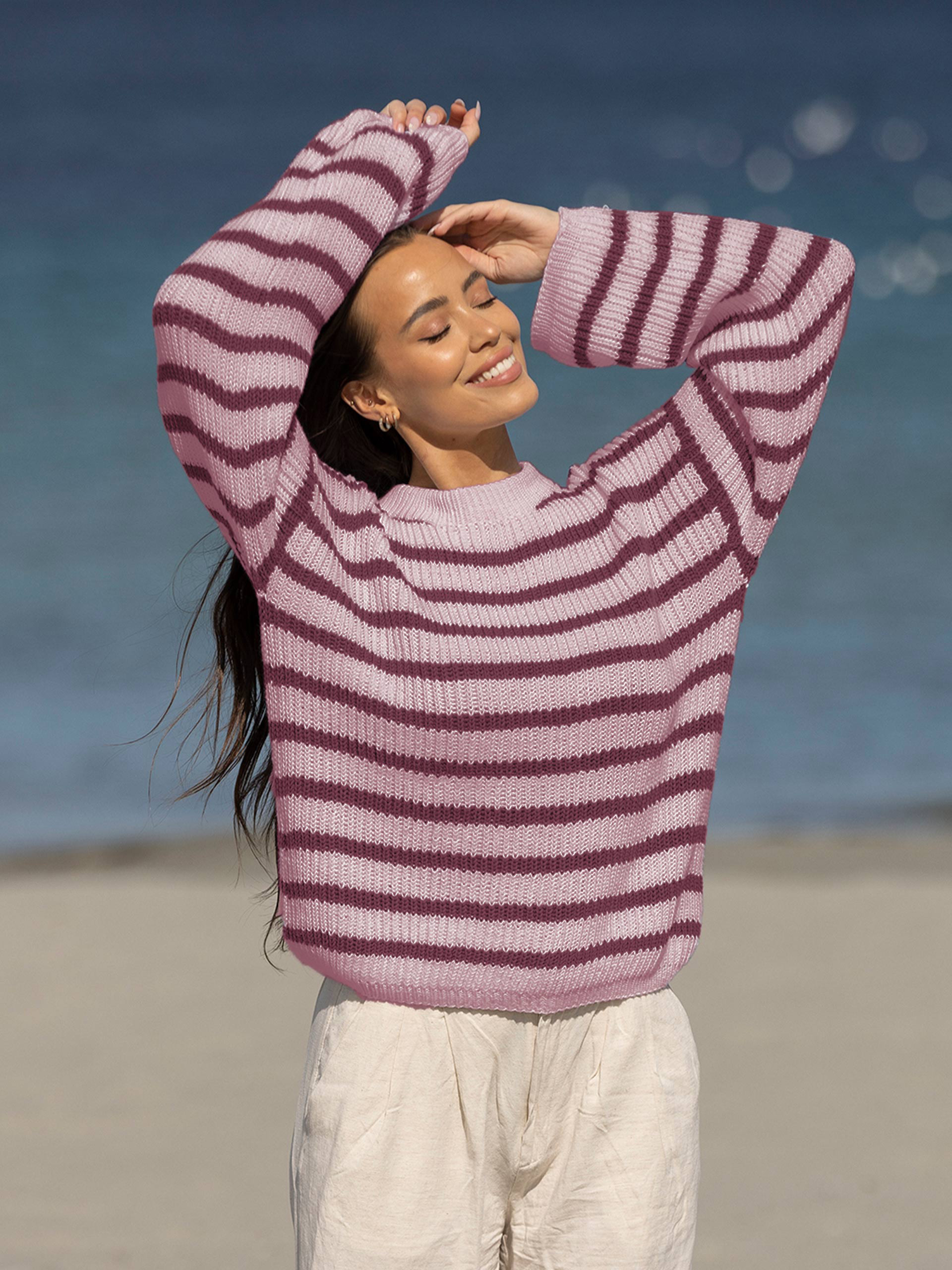 2321-5 Marina genser lys rosa/burgunder