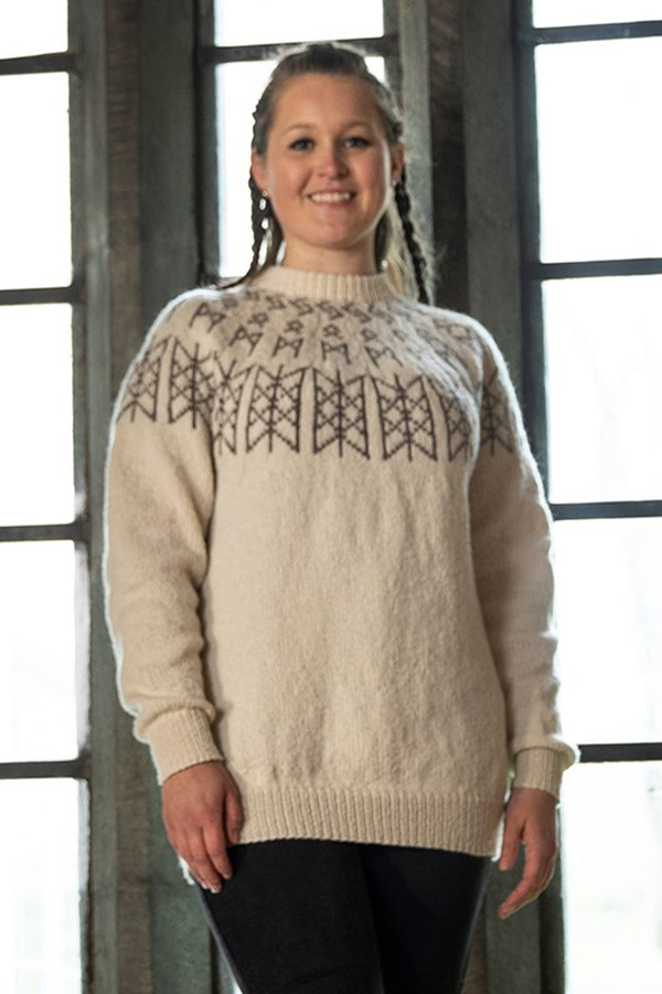 2127-3b Skulds nett genser Verdande Naturhvit