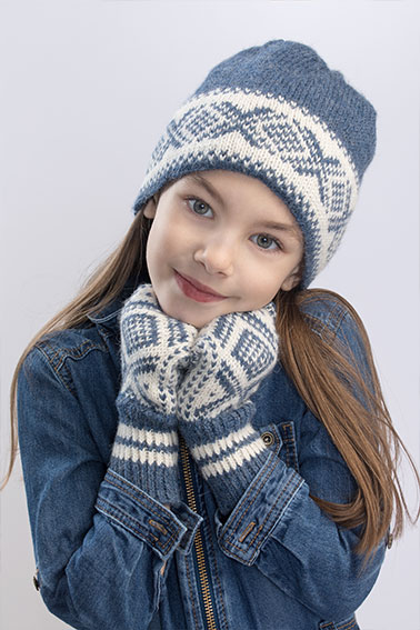 405-09 Hat & vanter børn denim 