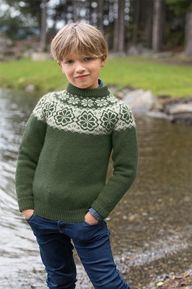 406-09 Q-symre kids sweater skovgrøn