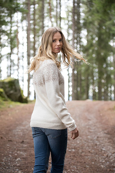 406-13 Q-symre sweater hvid latte