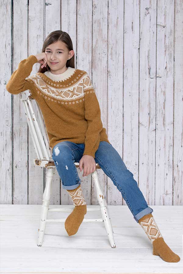 409-06 Cortina kids sweater curry gul 