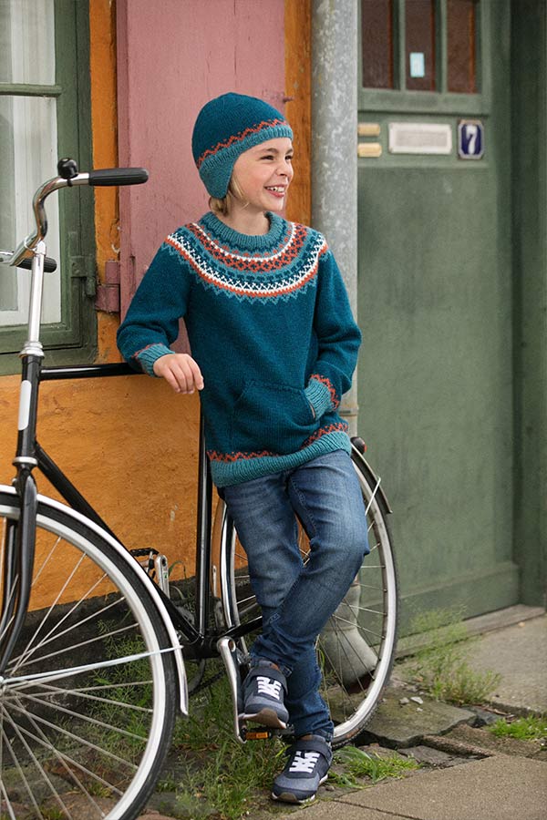 69-10 Nikko sweater og hue blågrøn