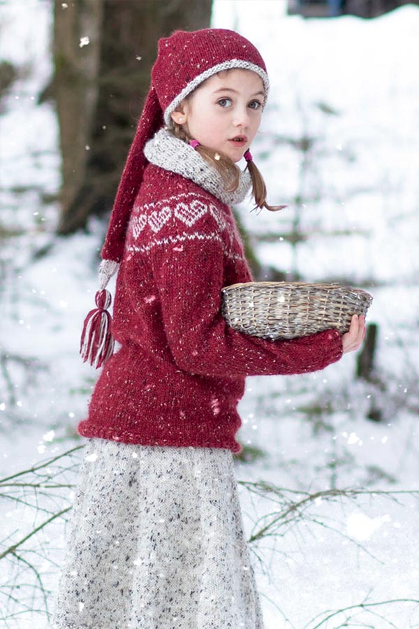 73-03 Hjerte sweater børn dyp rød