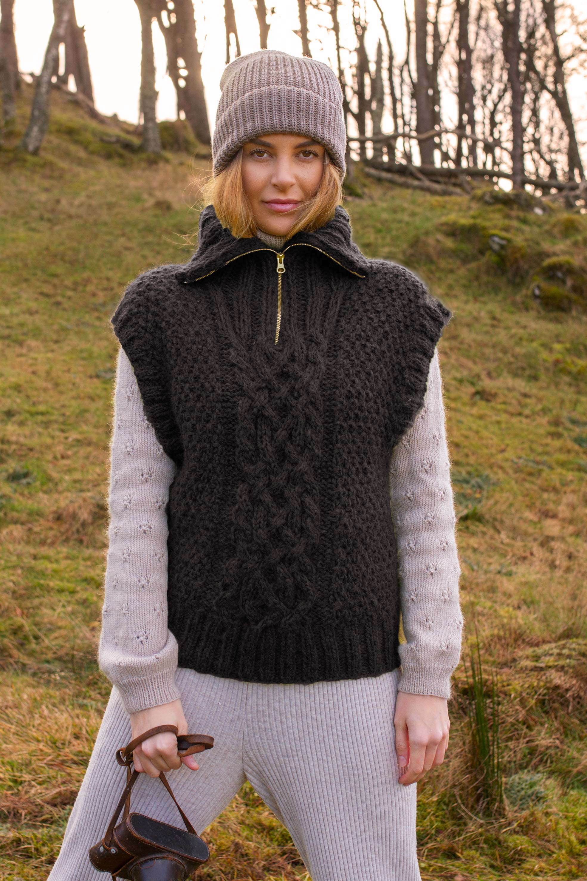 ØYA zip vest koksgrå