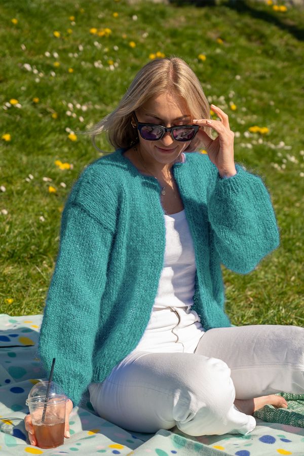 ADA cardigan støvet turkis