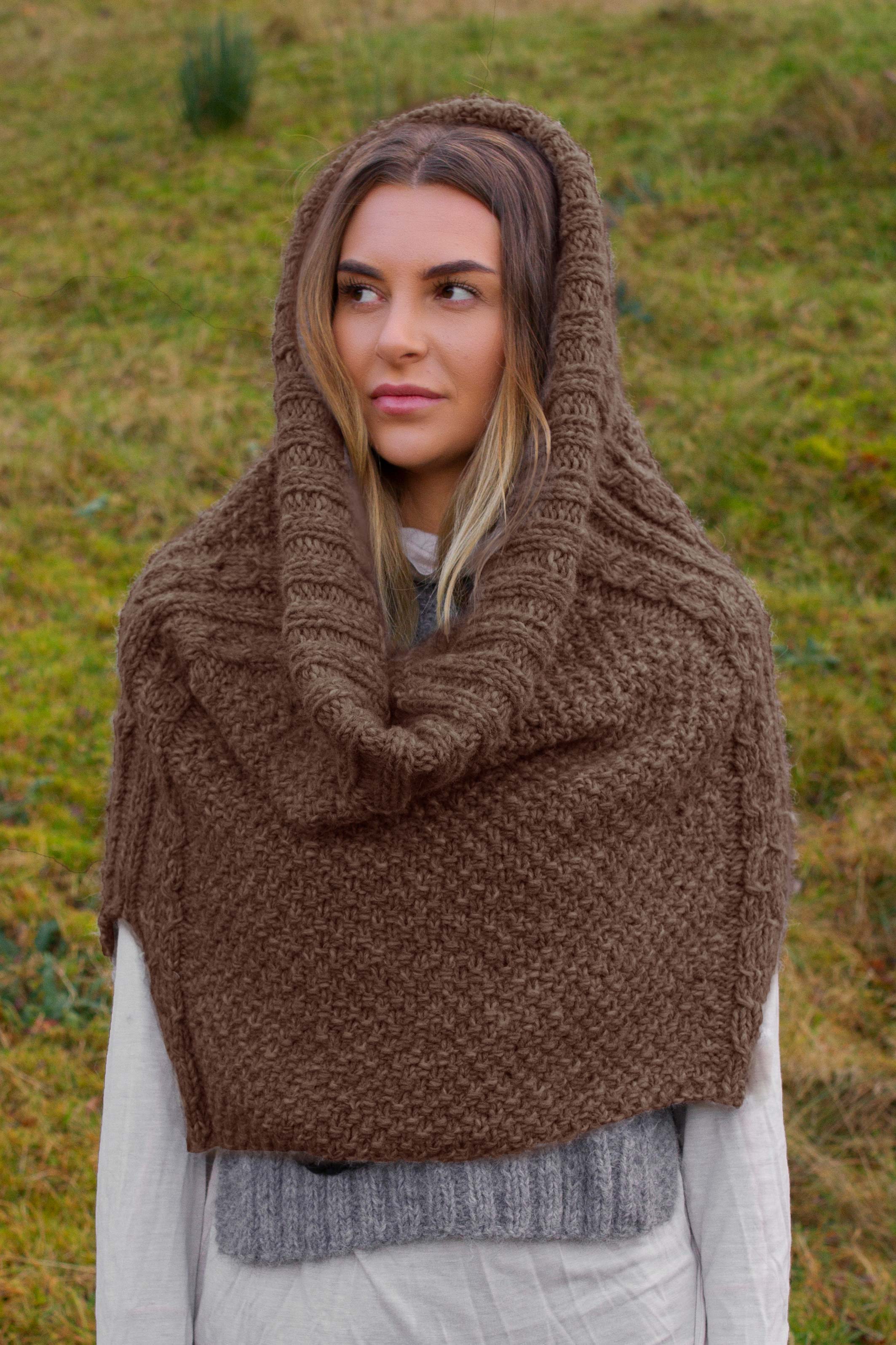 ARINN poncho brunmeleret