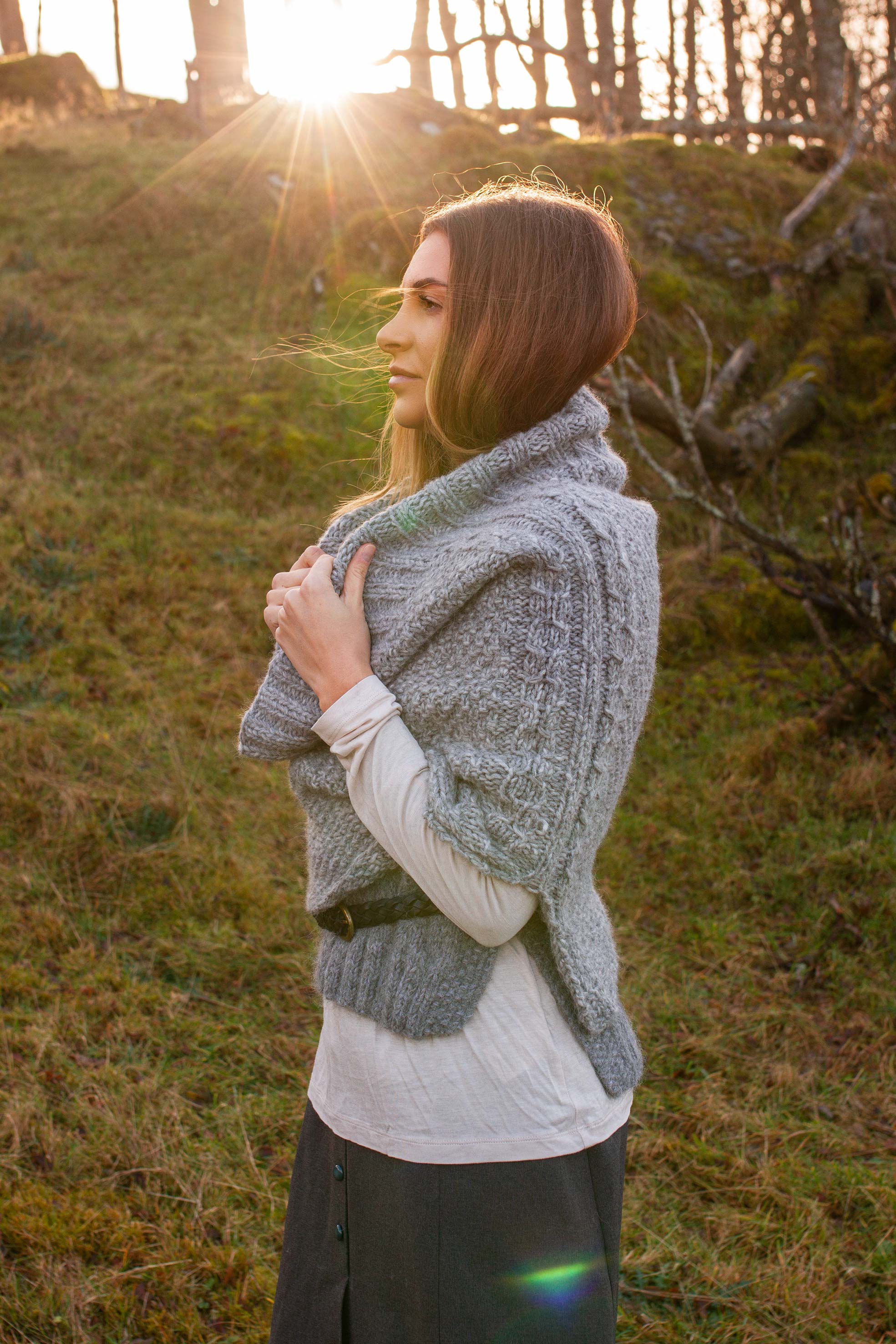 ARINN poncho gråmeleret