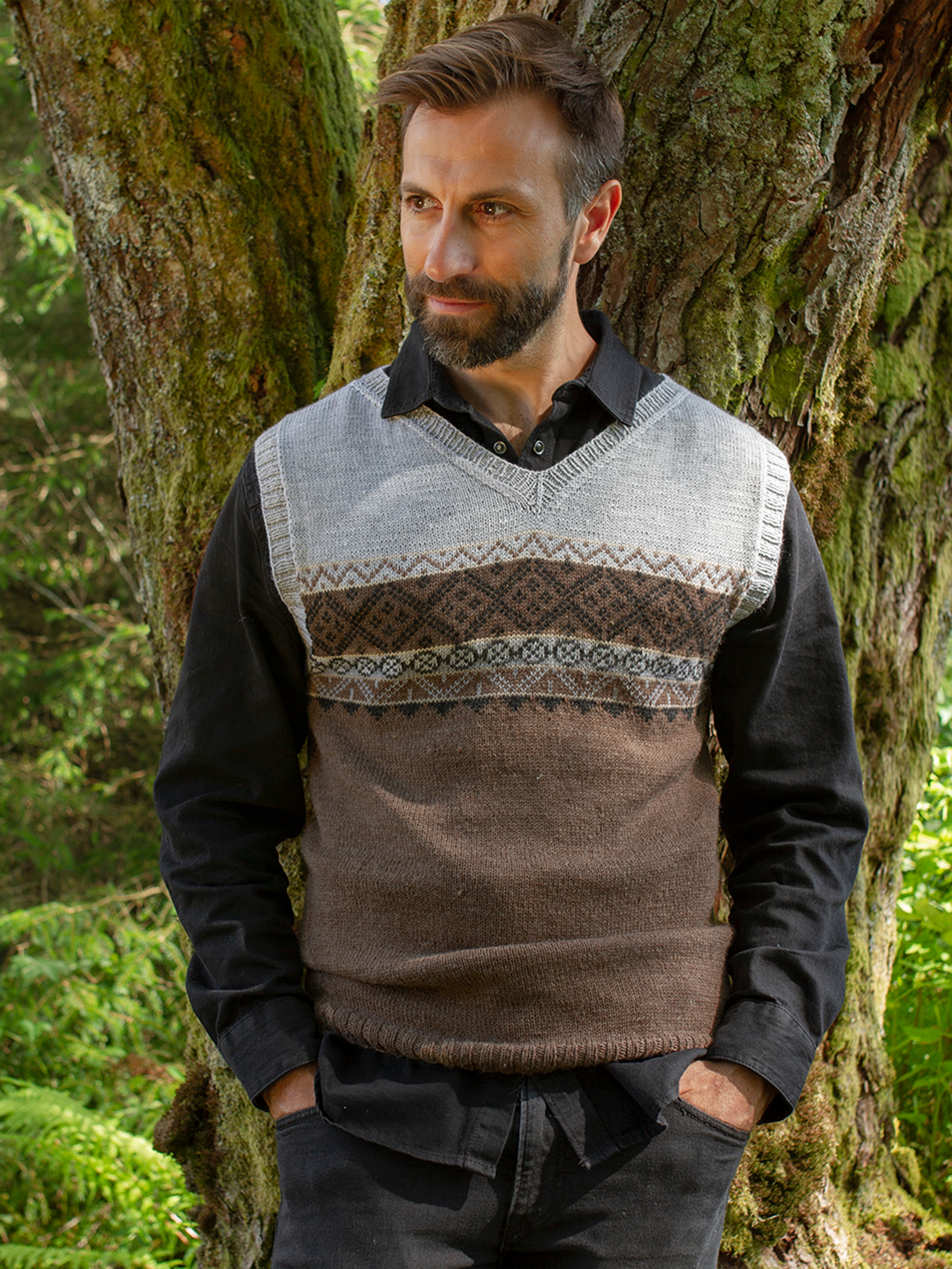 BIRK vest brunmeleret