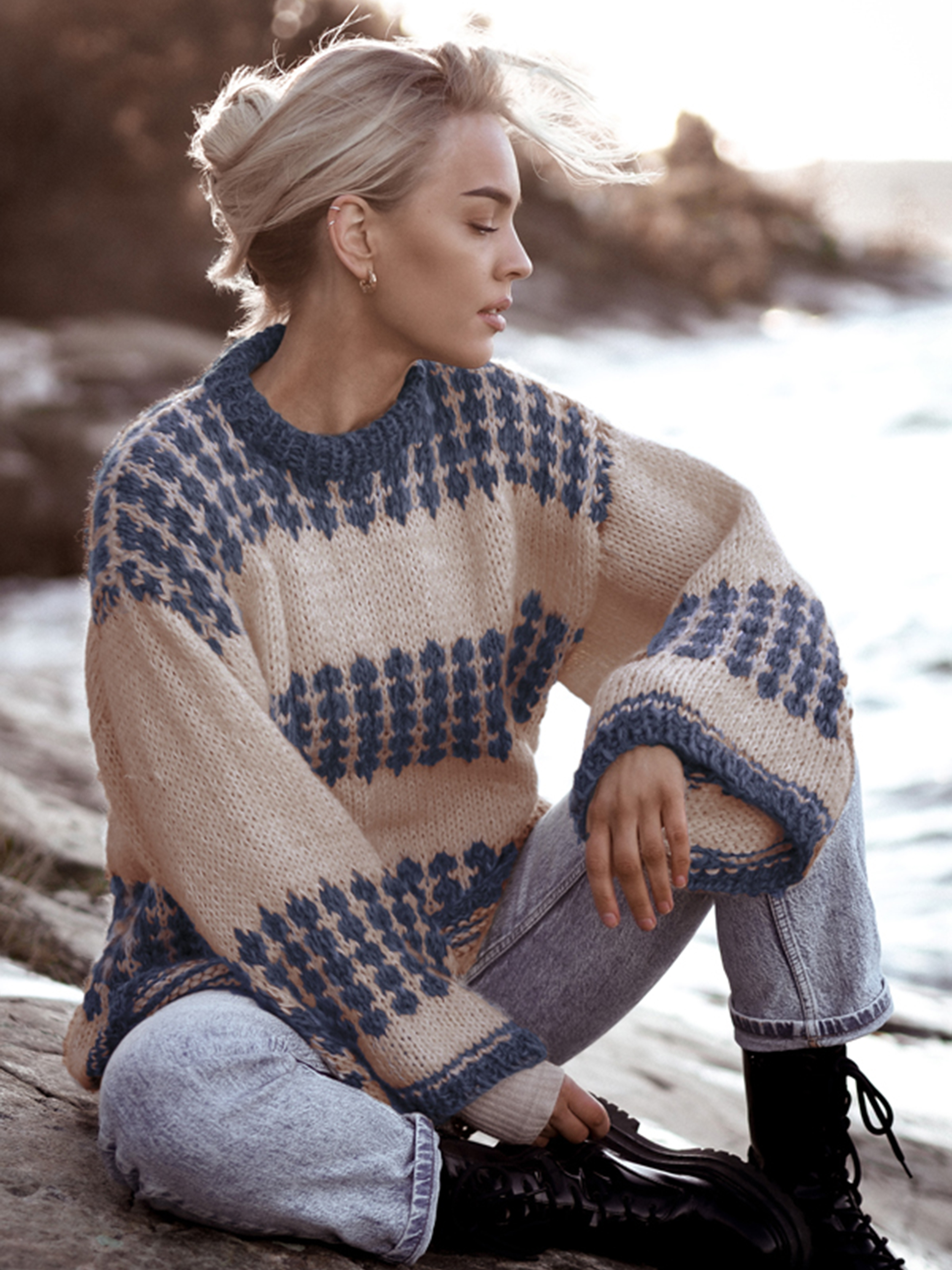 CHARLIE SAGA sweater beige/denim