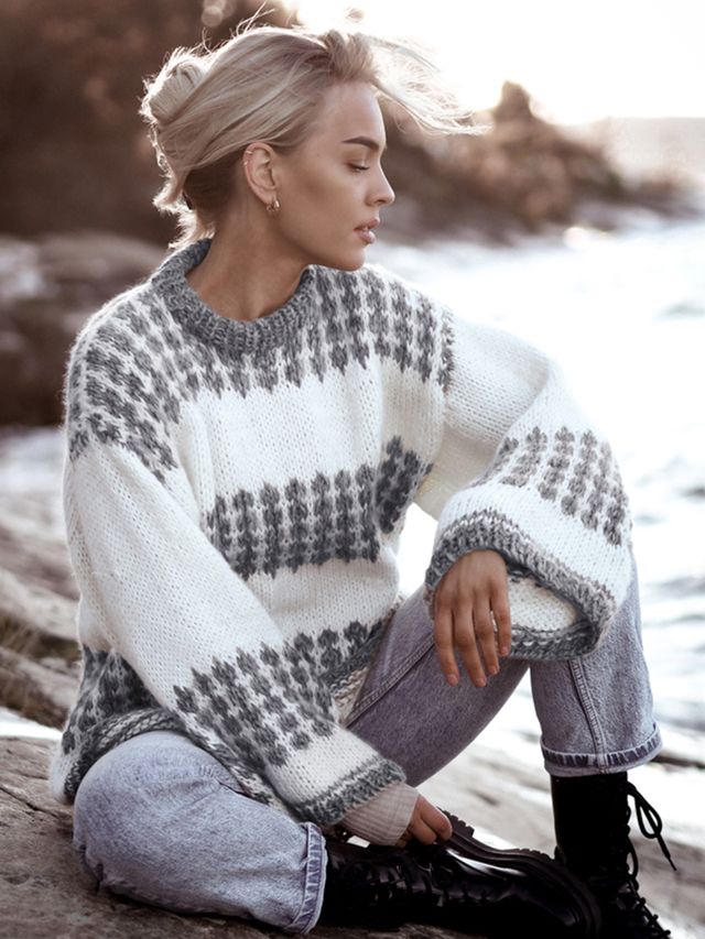 CHARLIE SAGA sweater natur/grå