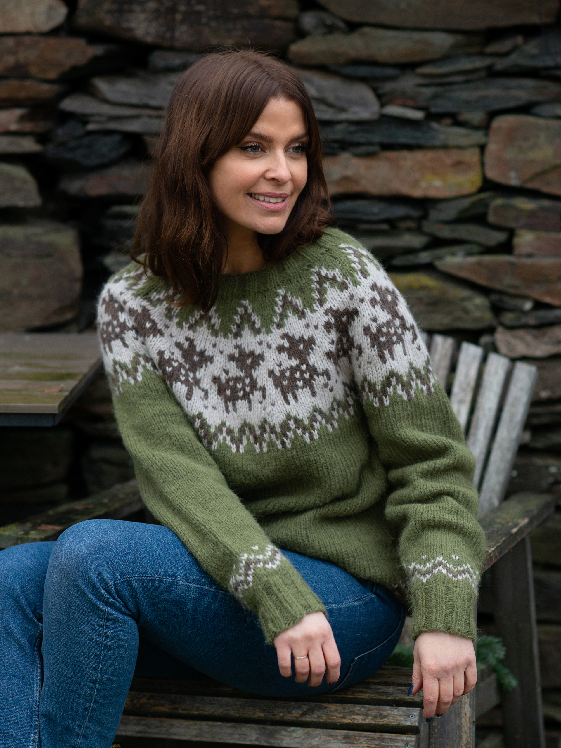 DEER sweater dame grøn