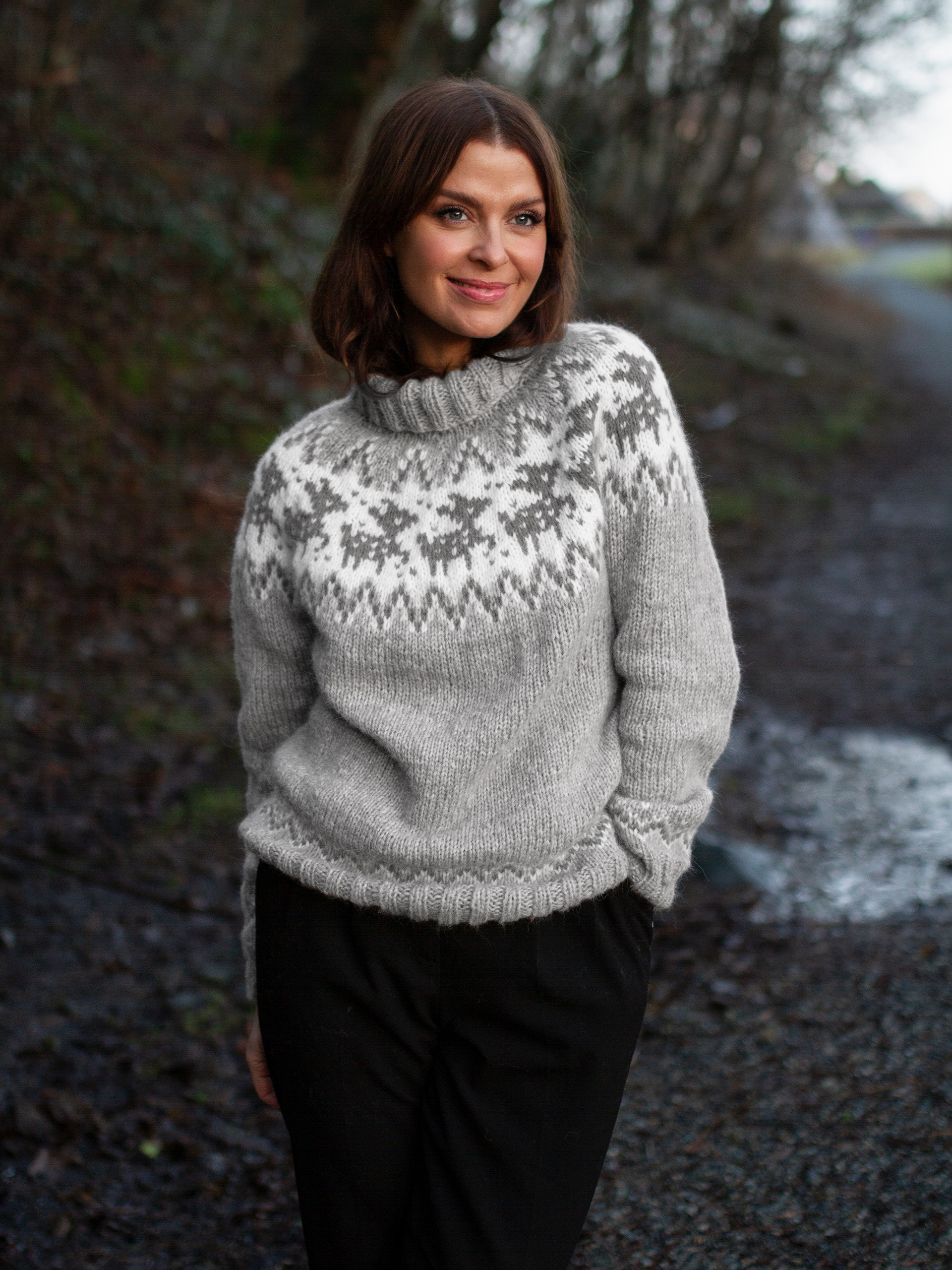 DEER sweater dame perlegrå