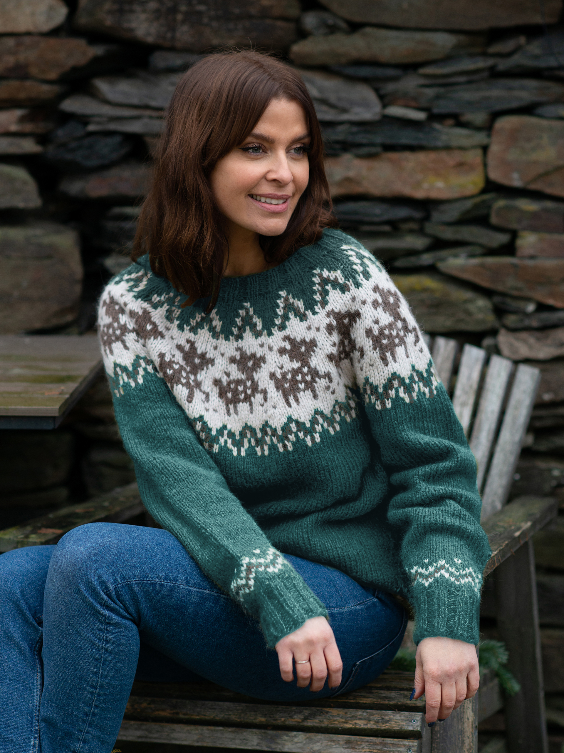 DEER sweater dame petrol