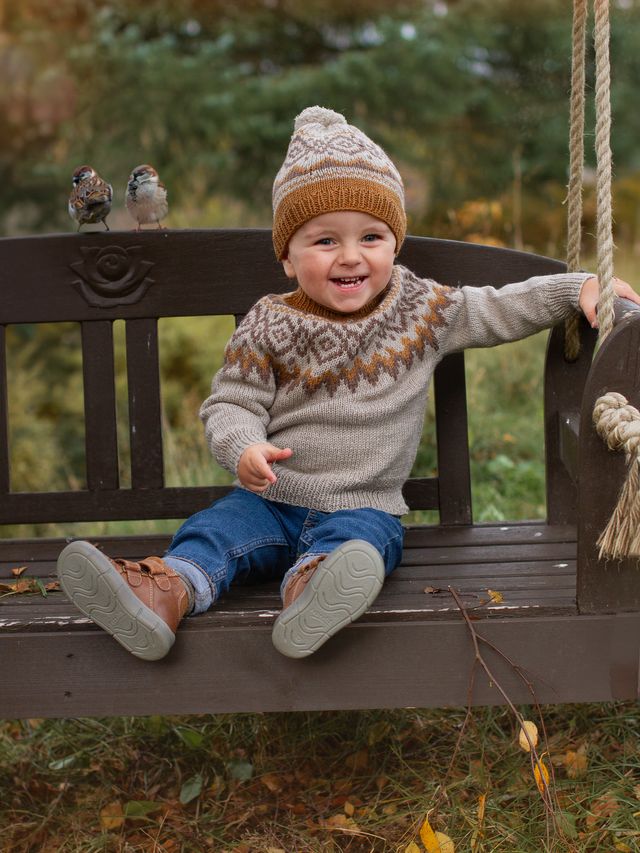 DRIV genser & hue gråbeige meleret