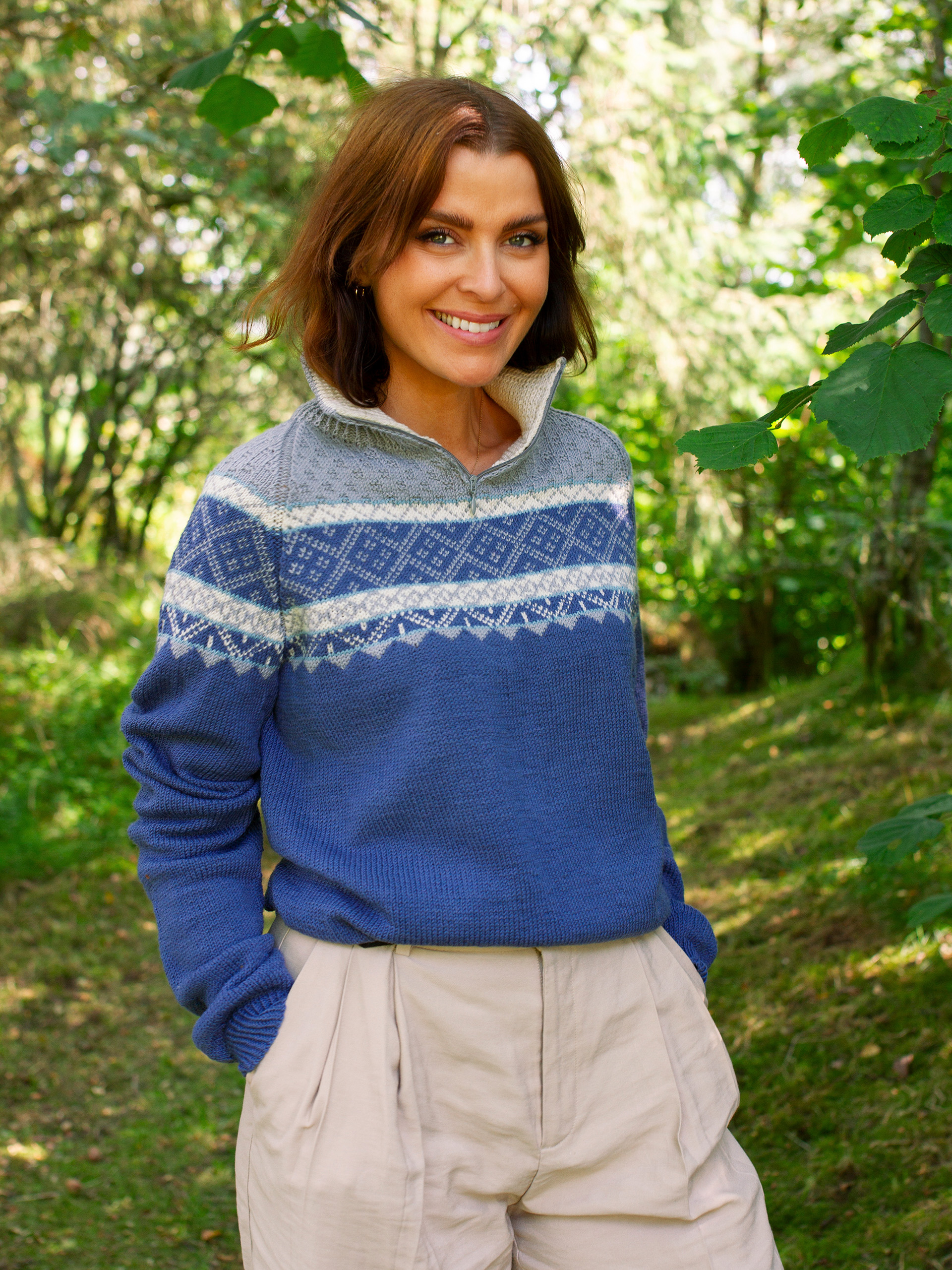 EIN zip-genser denim/grå