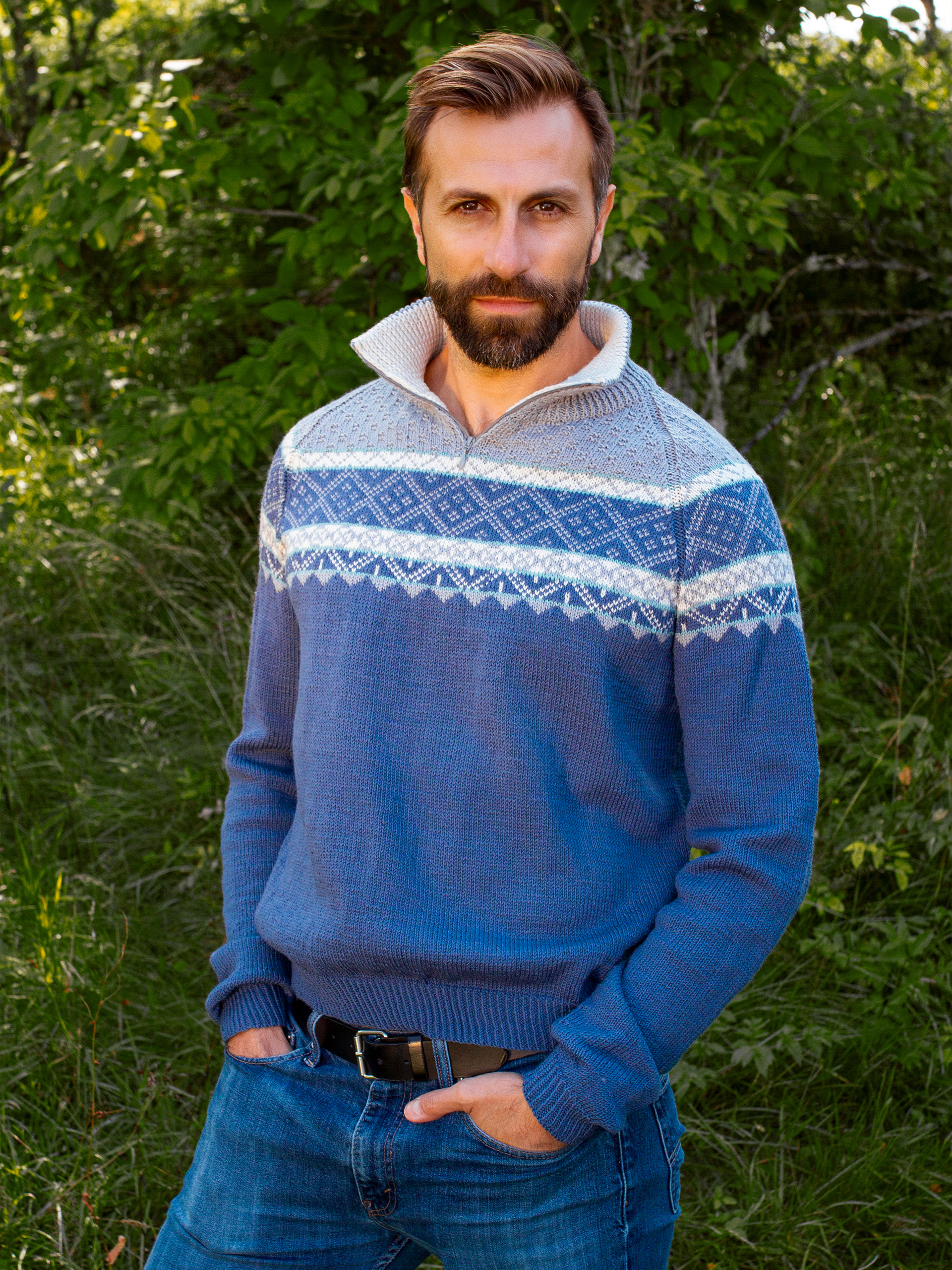 EIN zip-trøje denim/grå