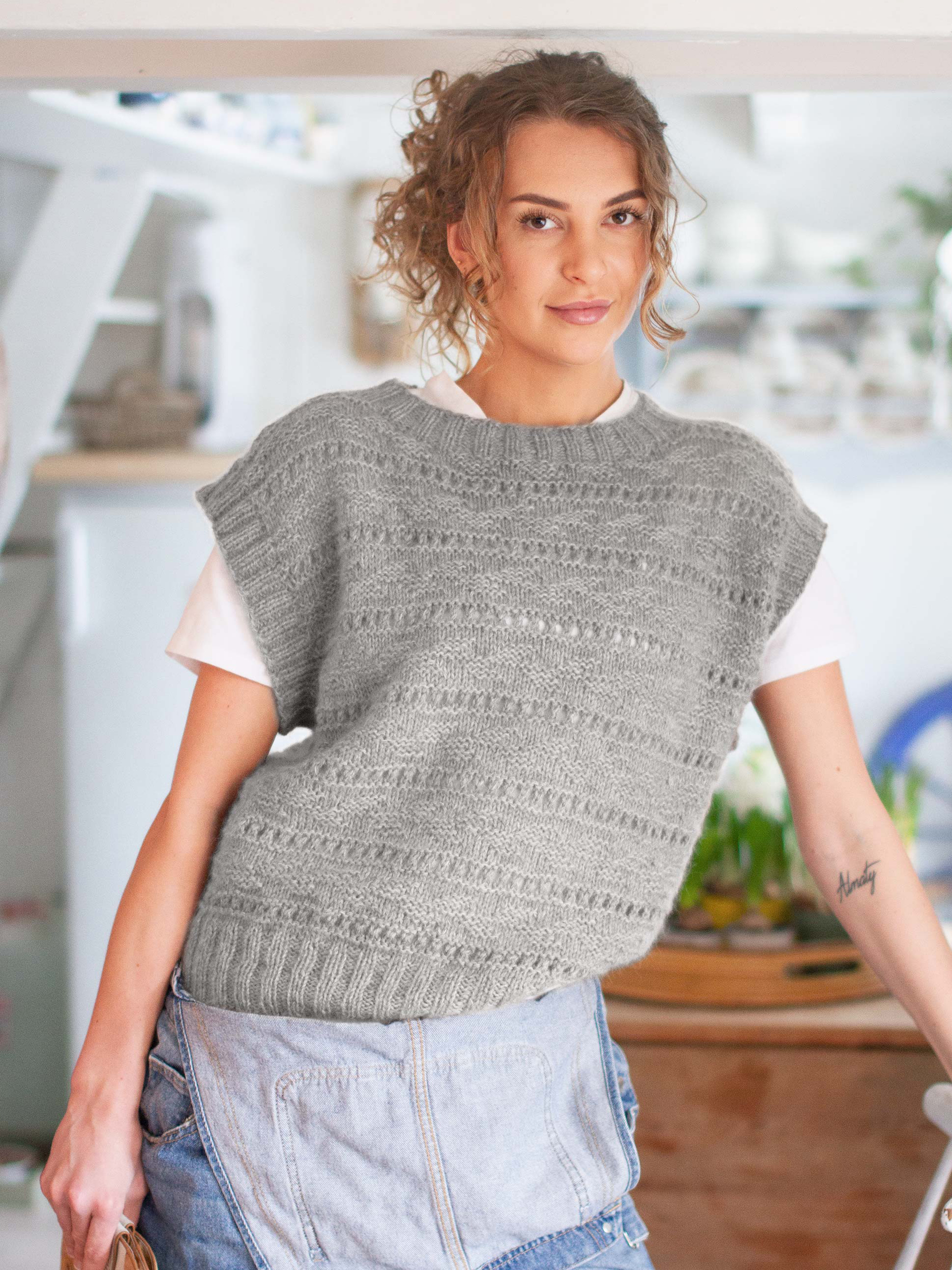 ENGLAMARK vest lys grå meleret