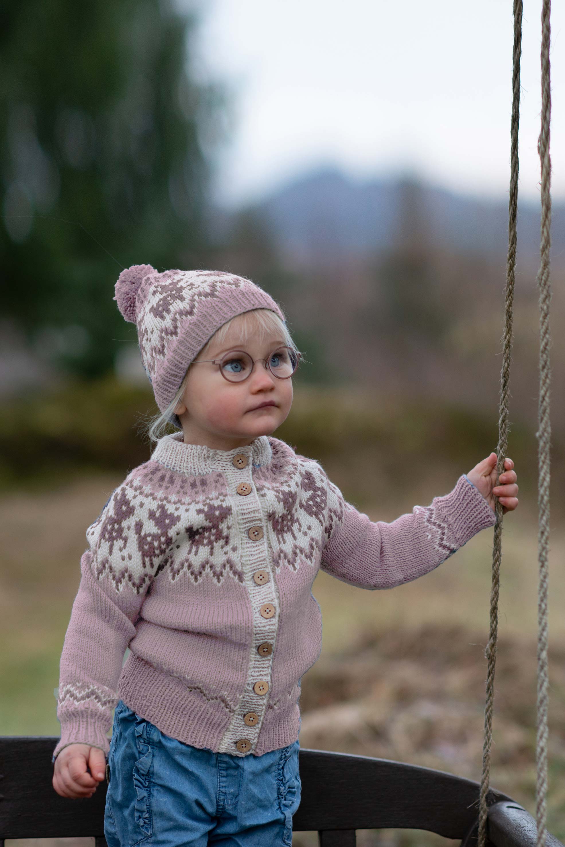 FAUNA cardigan og hue pudder pink