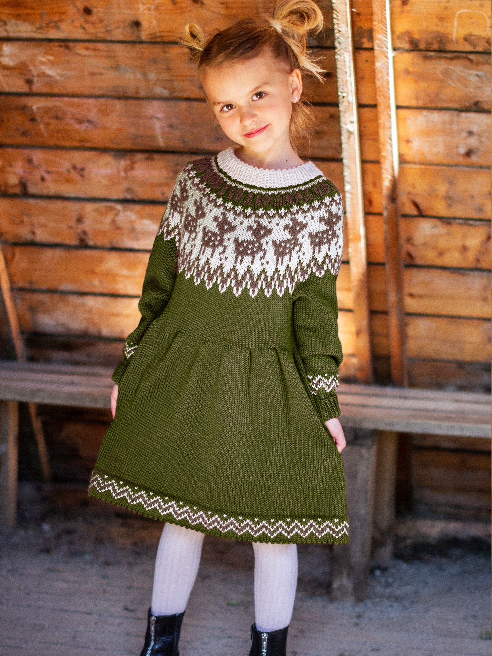 FAUNA kjole mørk oliven