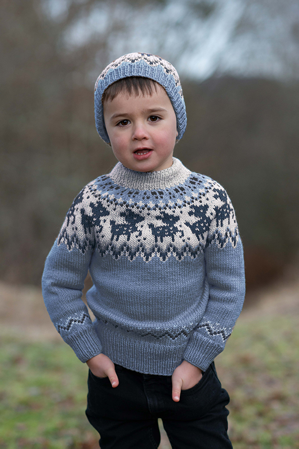 FAUNA trøje og hue lys blå