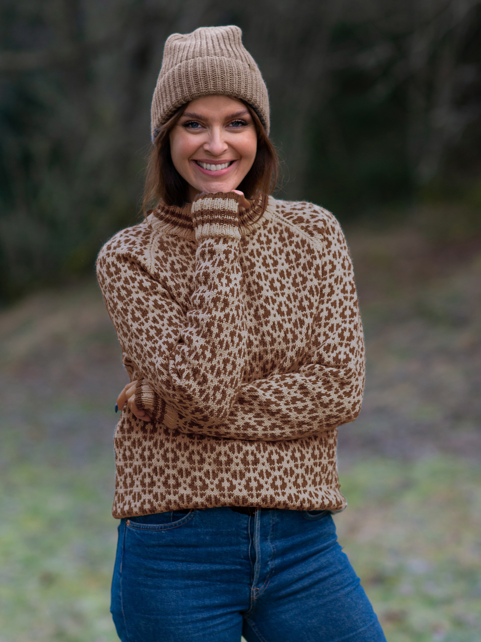 FLOKK sweater dame beige rustbrun