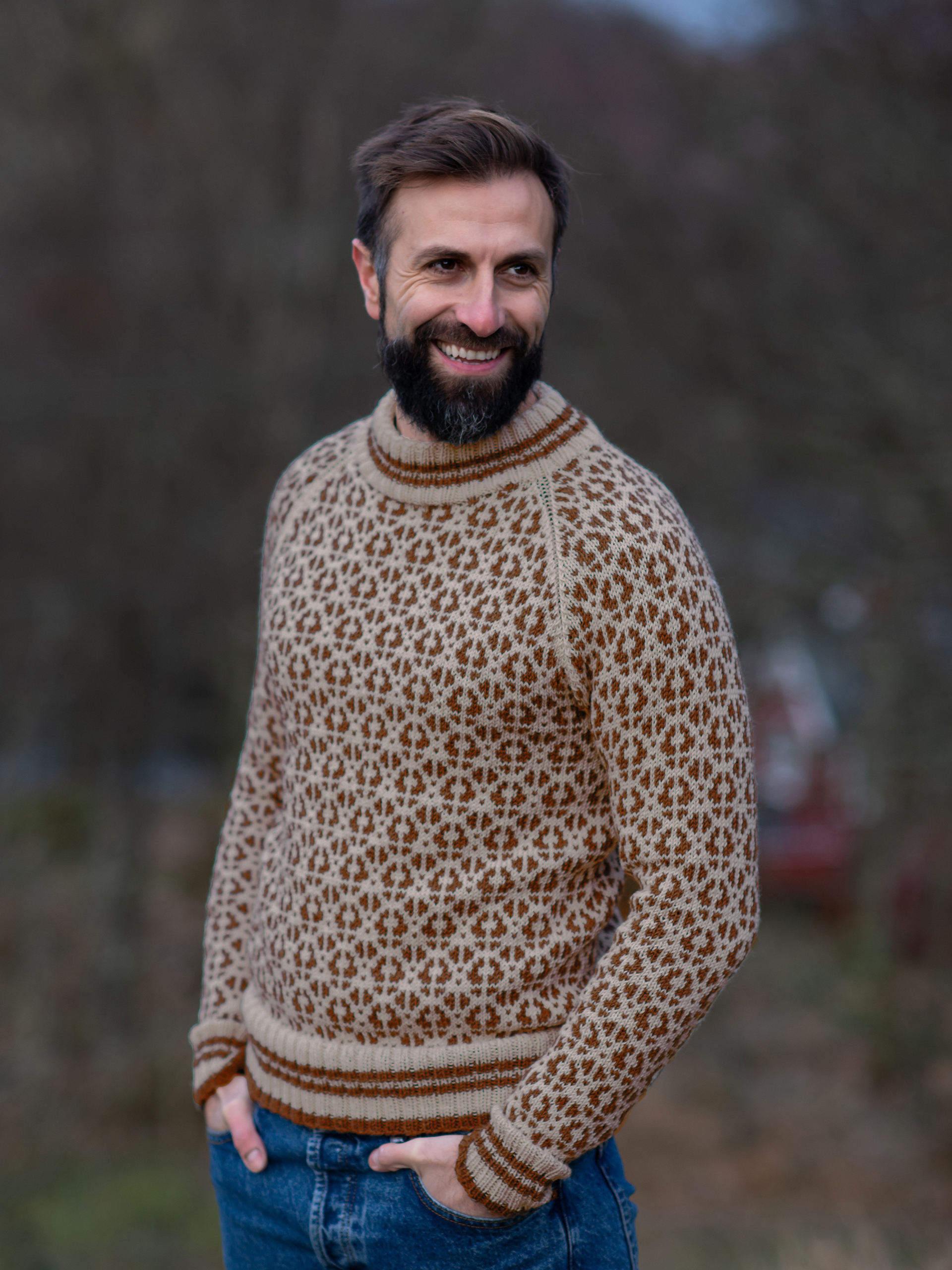 FLOKK sweater herre beige rustbrun