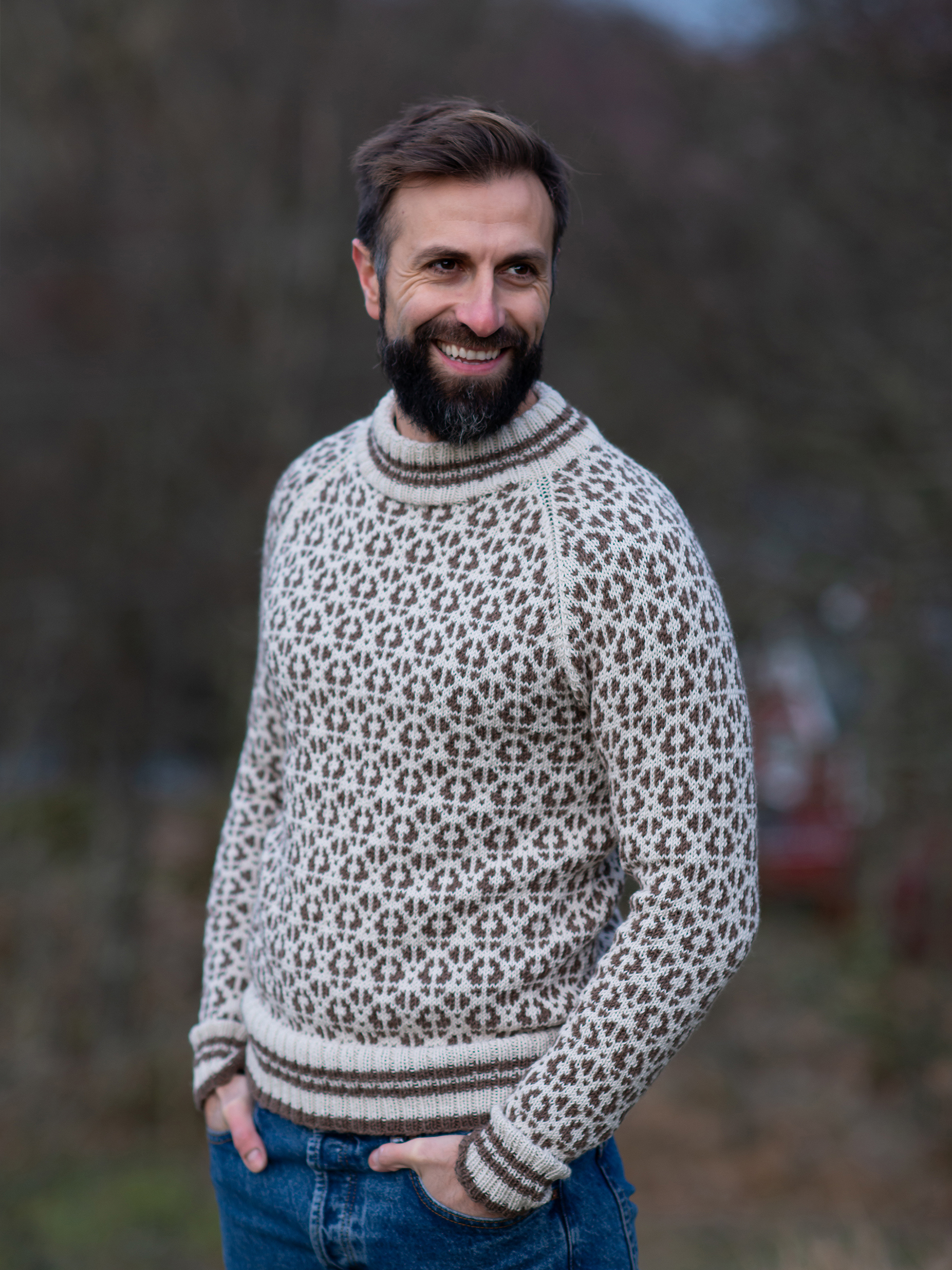 FLOKK sweater herre kit brunmeleret