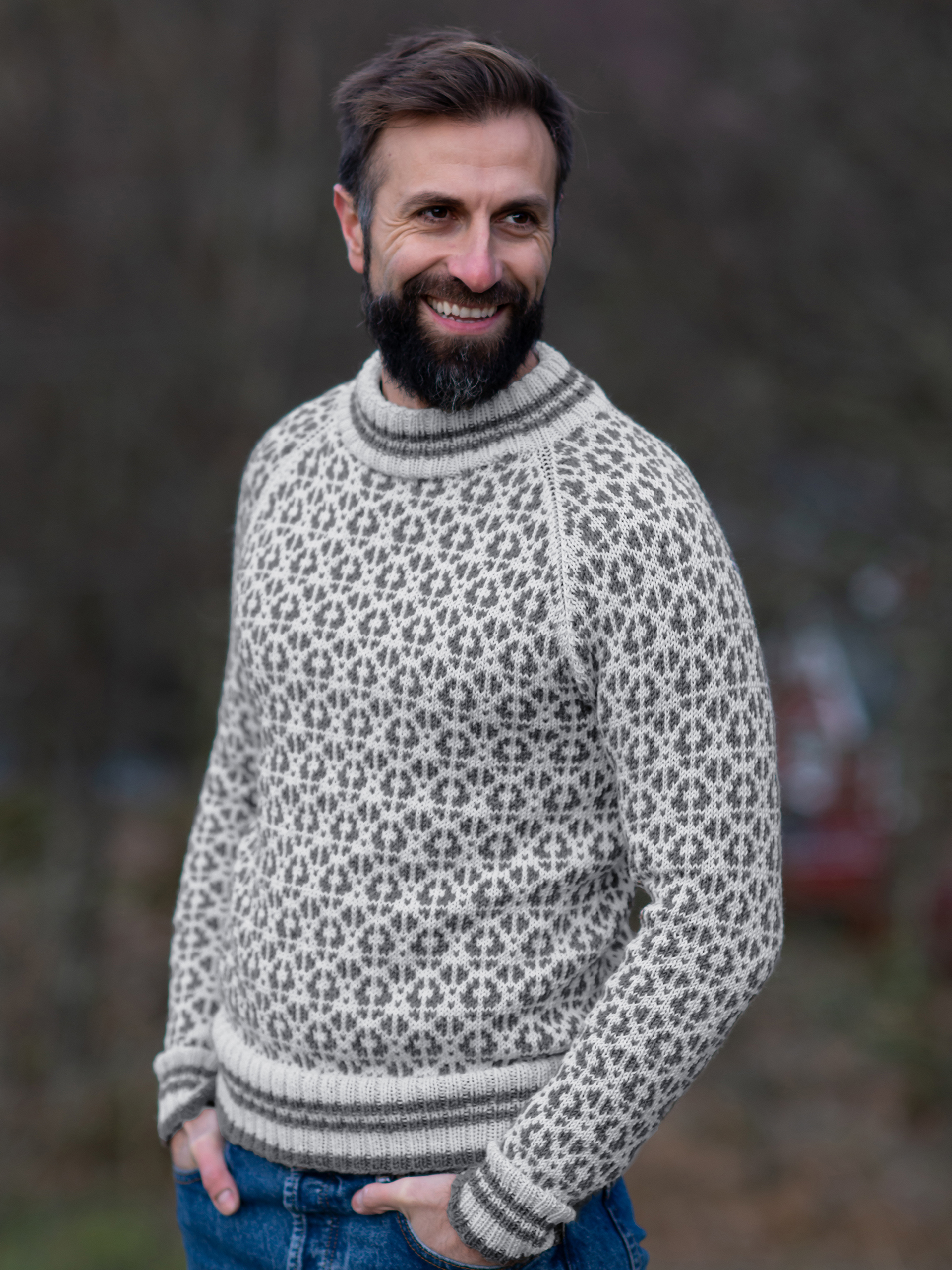 FLOKK sweater herre kit gråmeleret