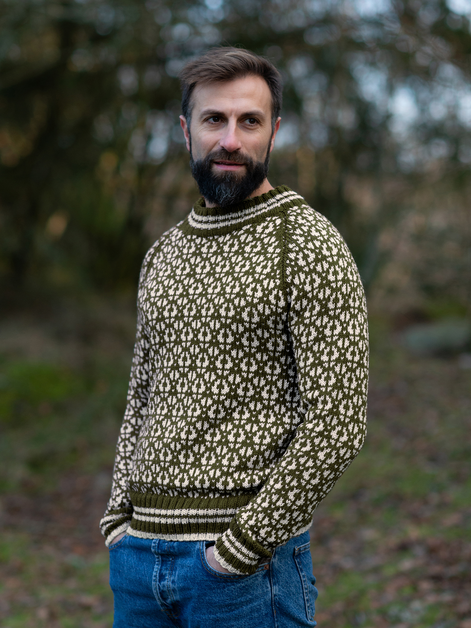 FLOKK sweater herre oliven kit