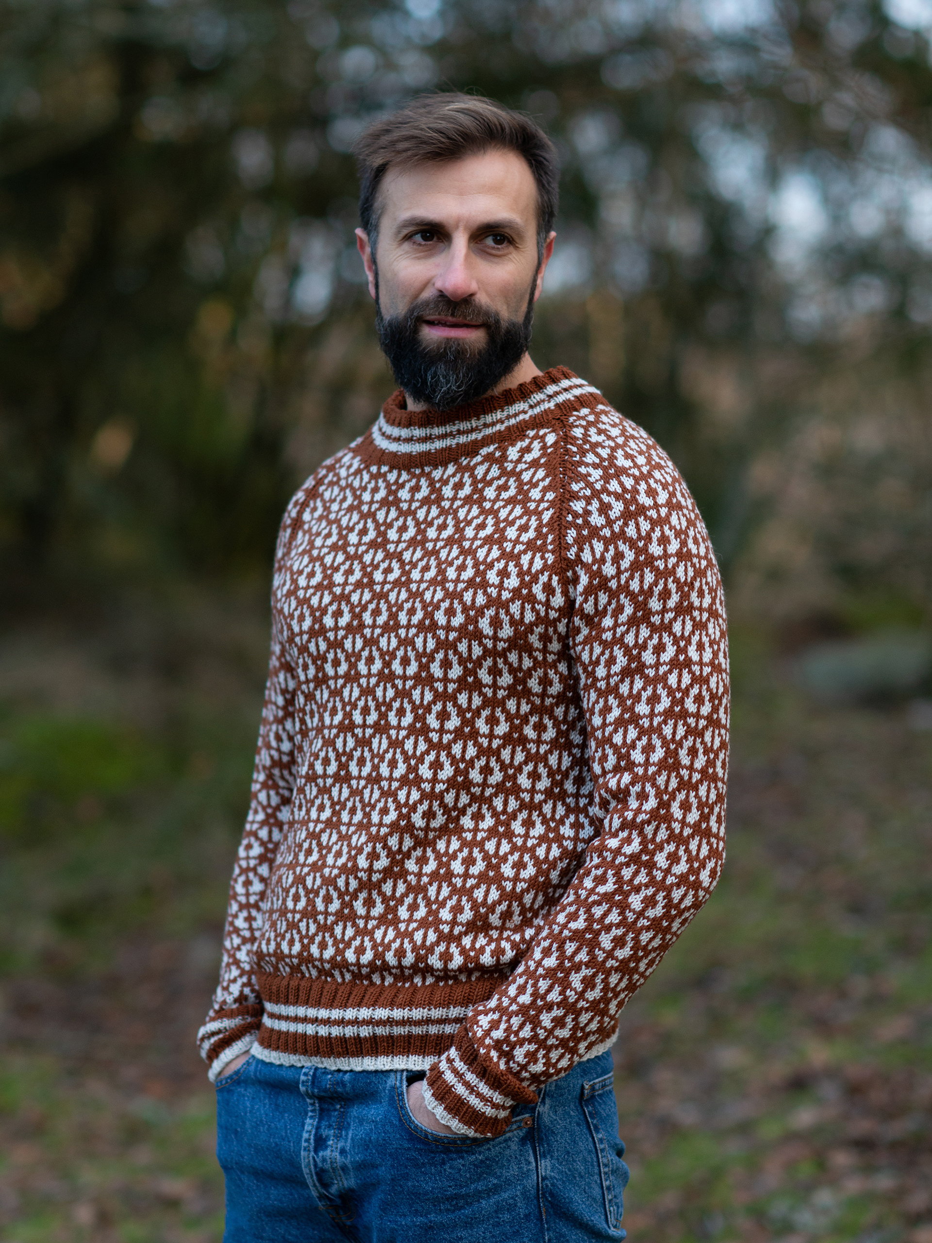 FLOKK sweater herre rustbrun kit