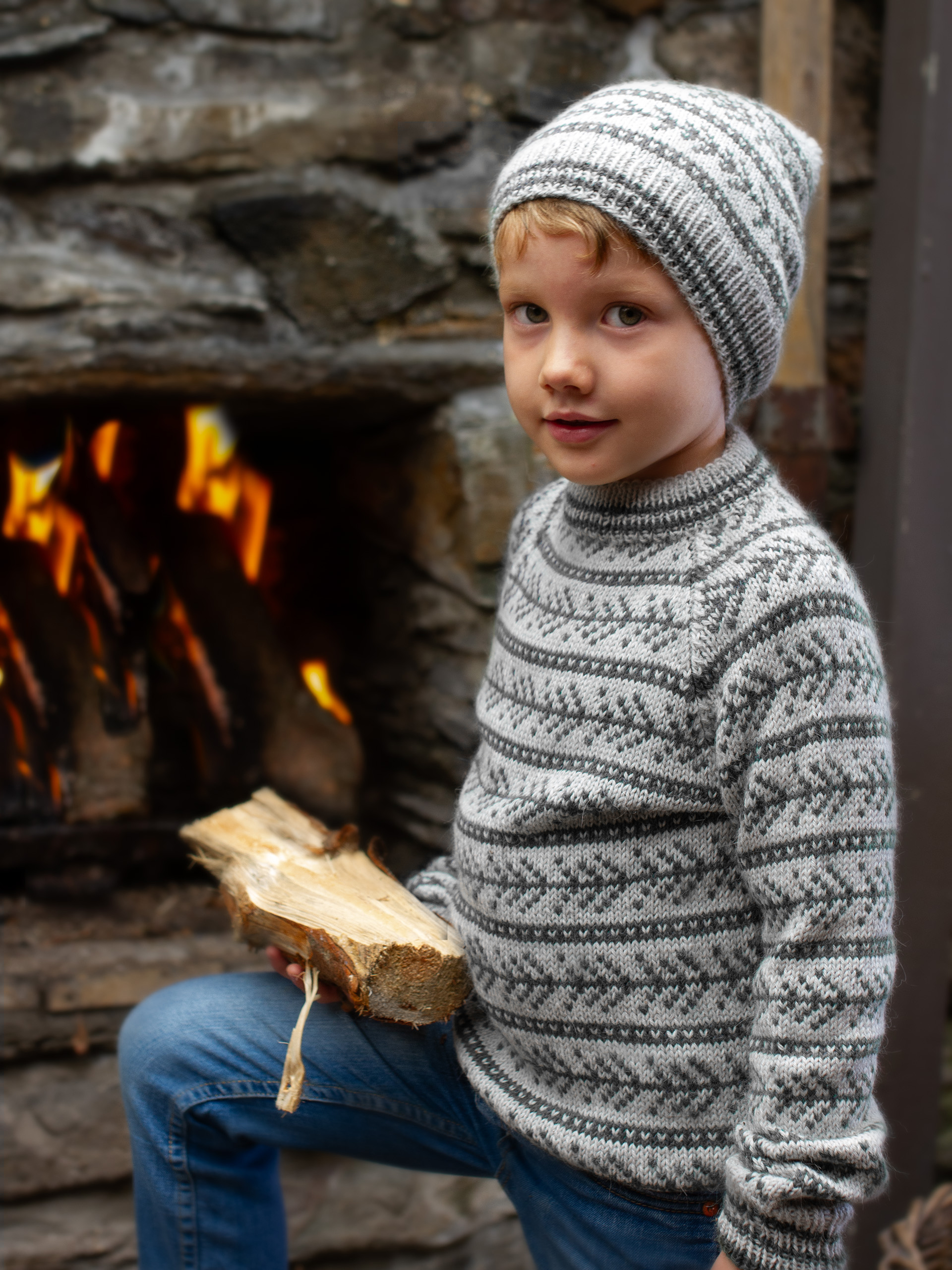 GRANSKUDD bluse & hue mini grå