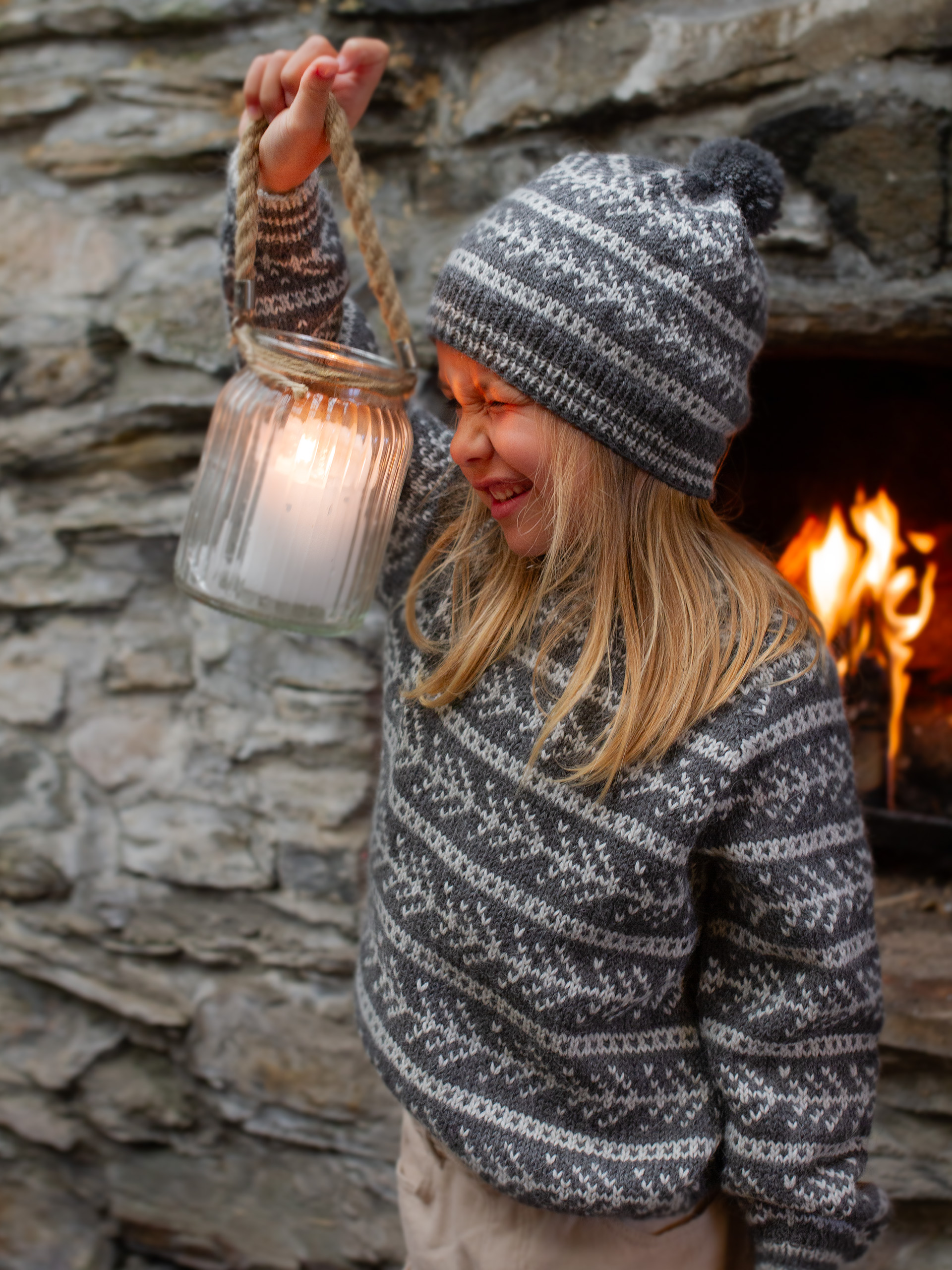 GRANSKUDD bluse & hue mini mørk gråmeleret