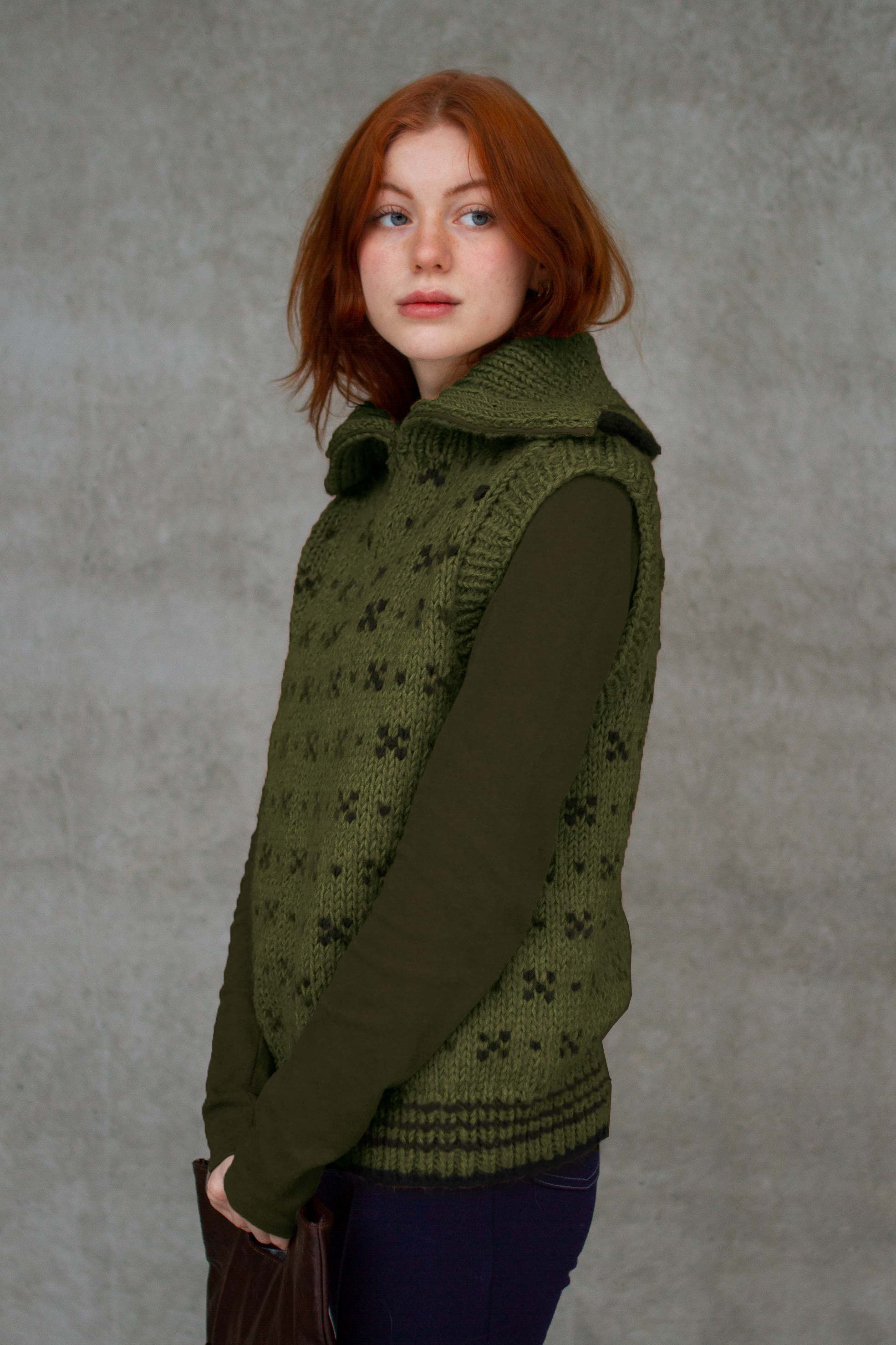 HUSAVIK zip vest grøn