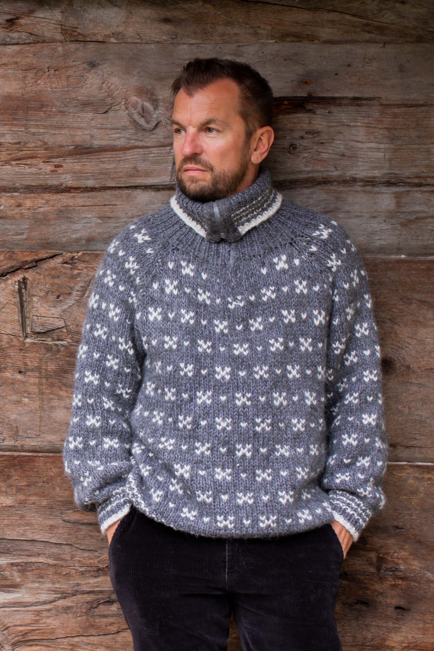 HUSAVIK Zip herre sweater grå