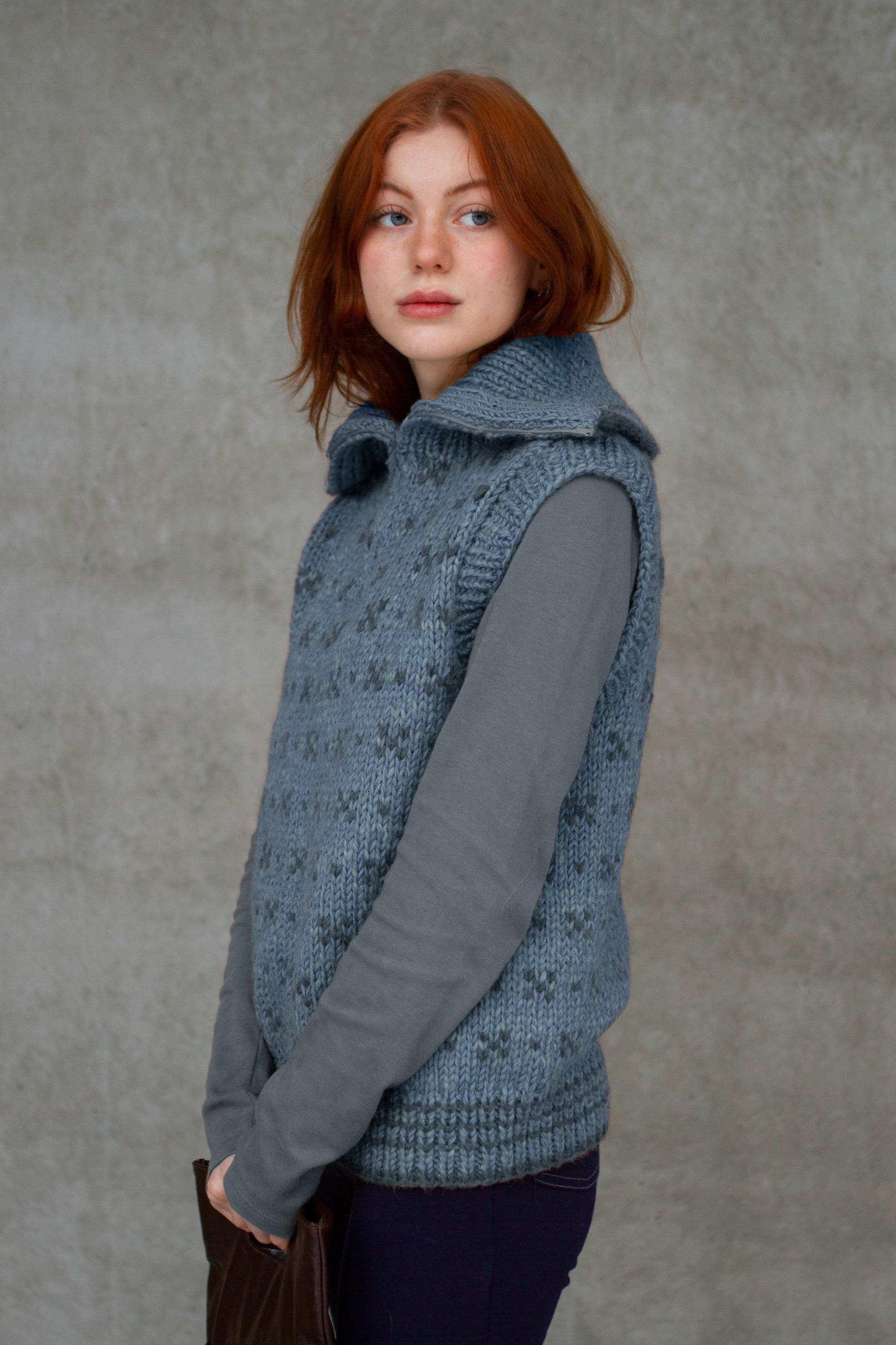 HUSAVIK zip vest denim