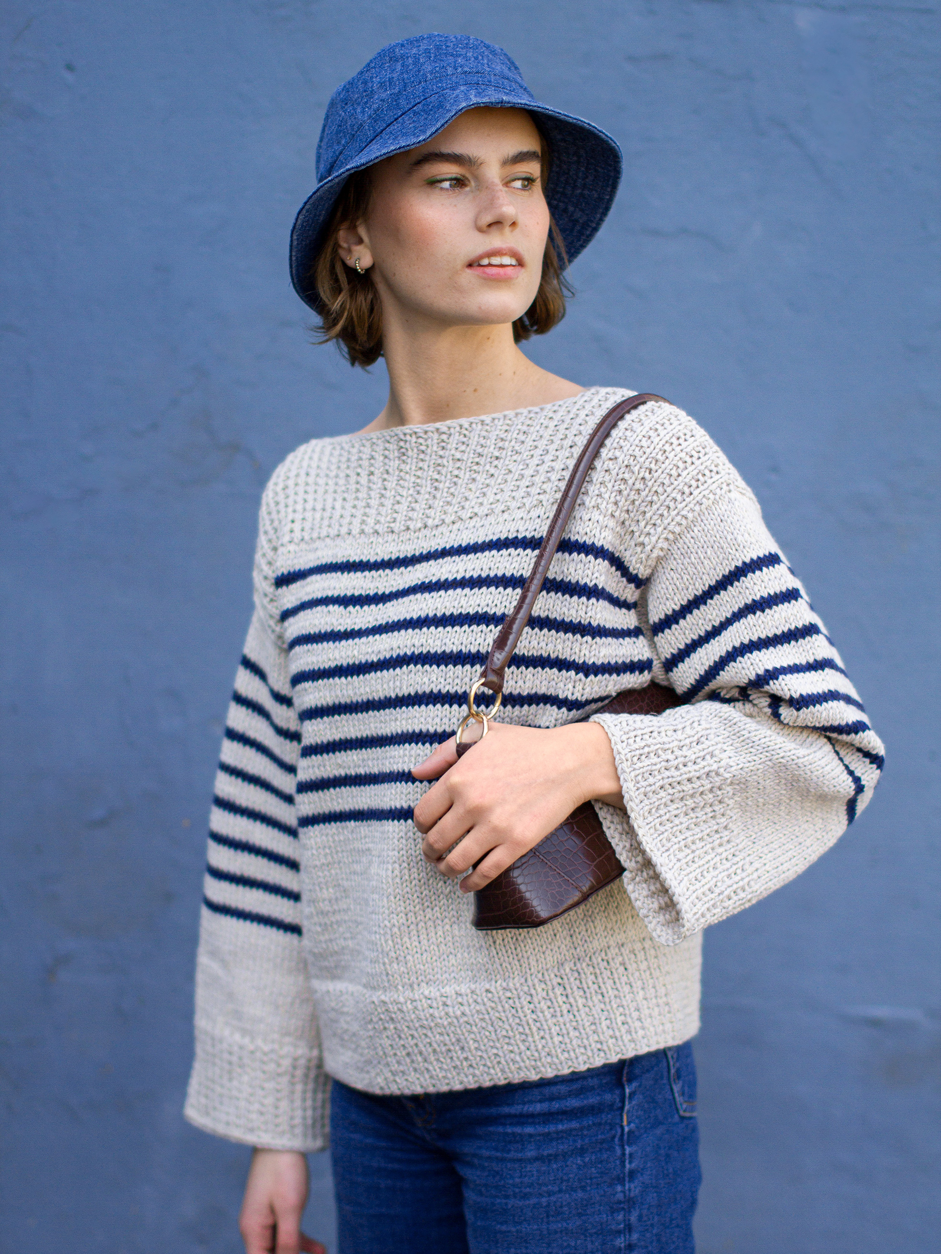JEAN sweater lys beige/marine