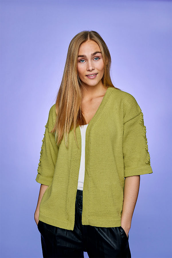 Kort gulgrøn kimono trøje