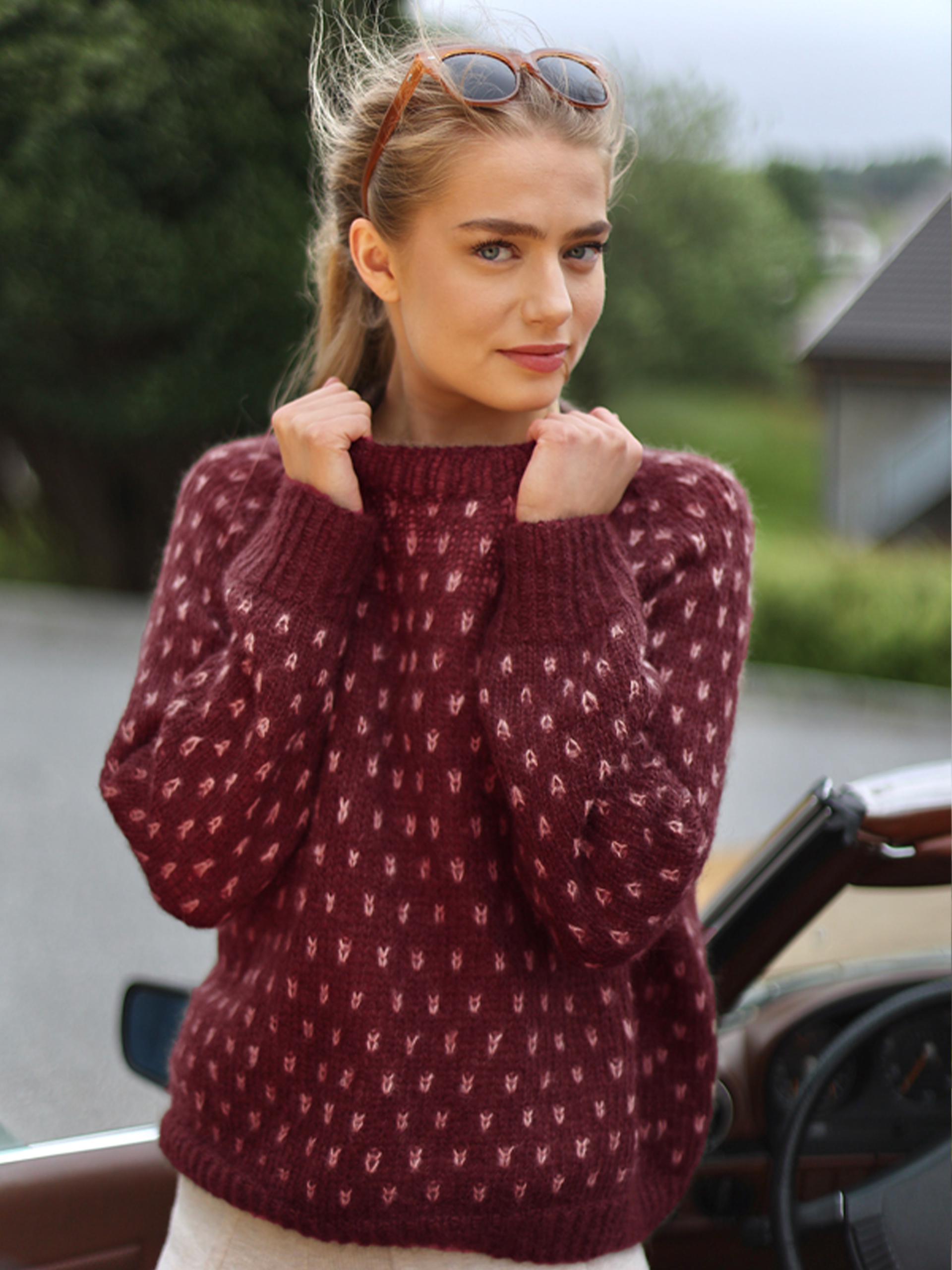 LOOSE sweater vinrød