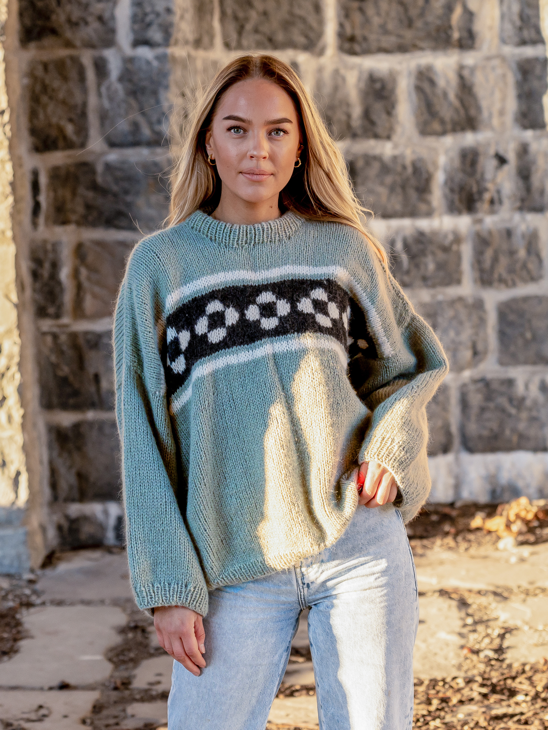 Lukmolykkja sweater støvet grøn