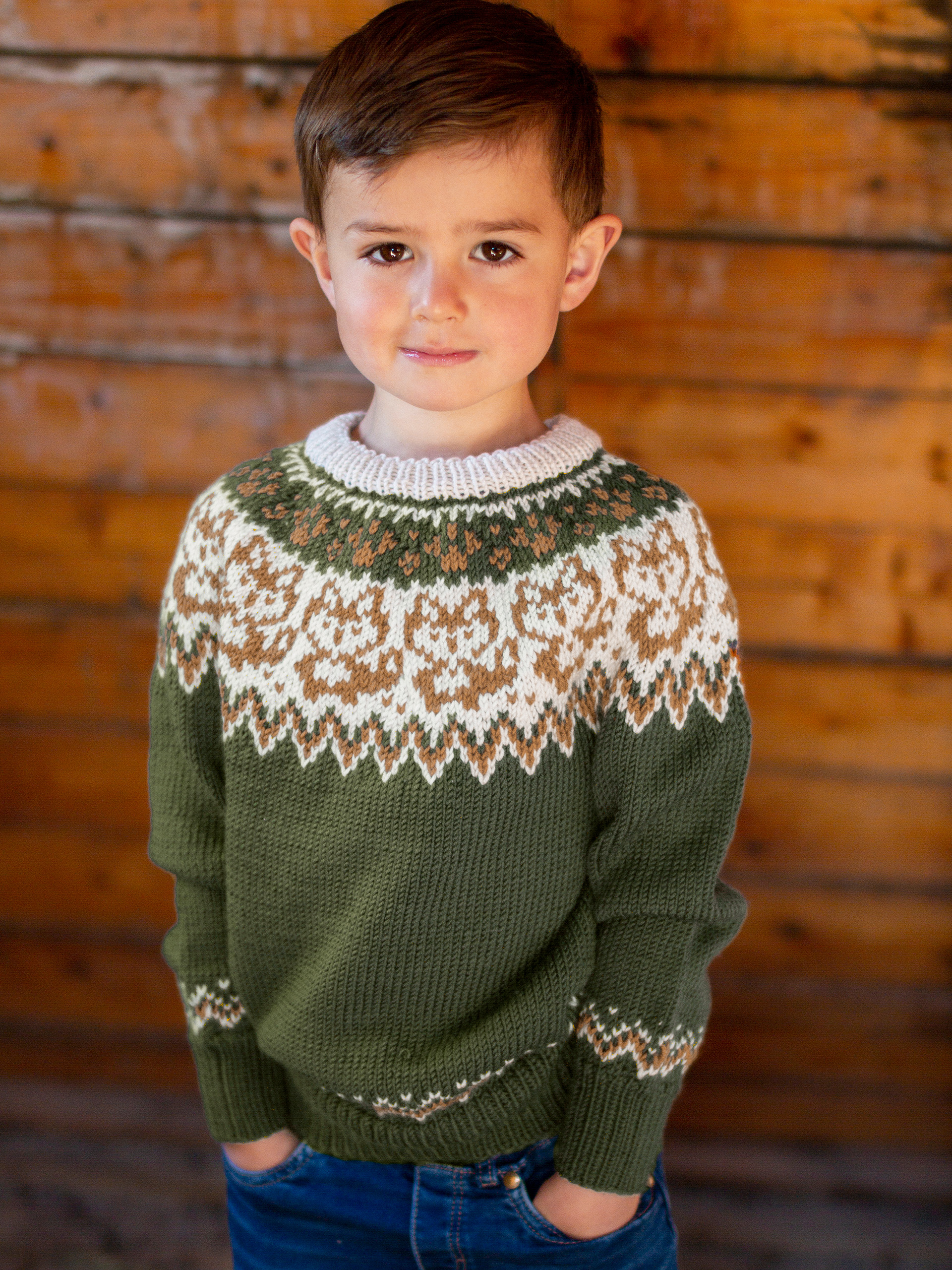 LURING sweater og hue mørk oliven