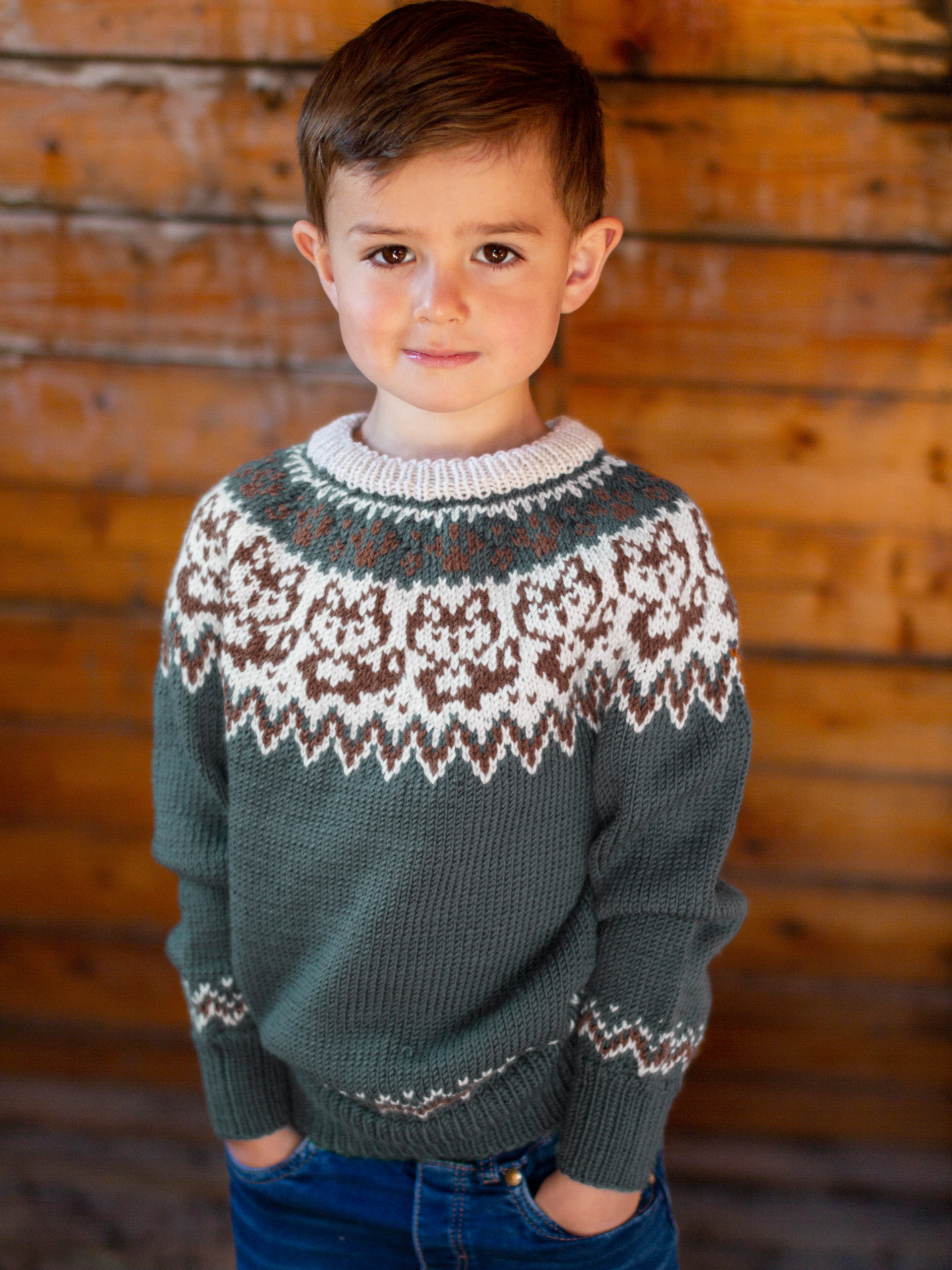 LURING sweater og hue grågrønn