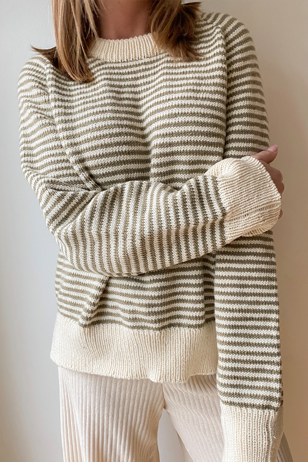 BARCODE SWEATER natural white/olive