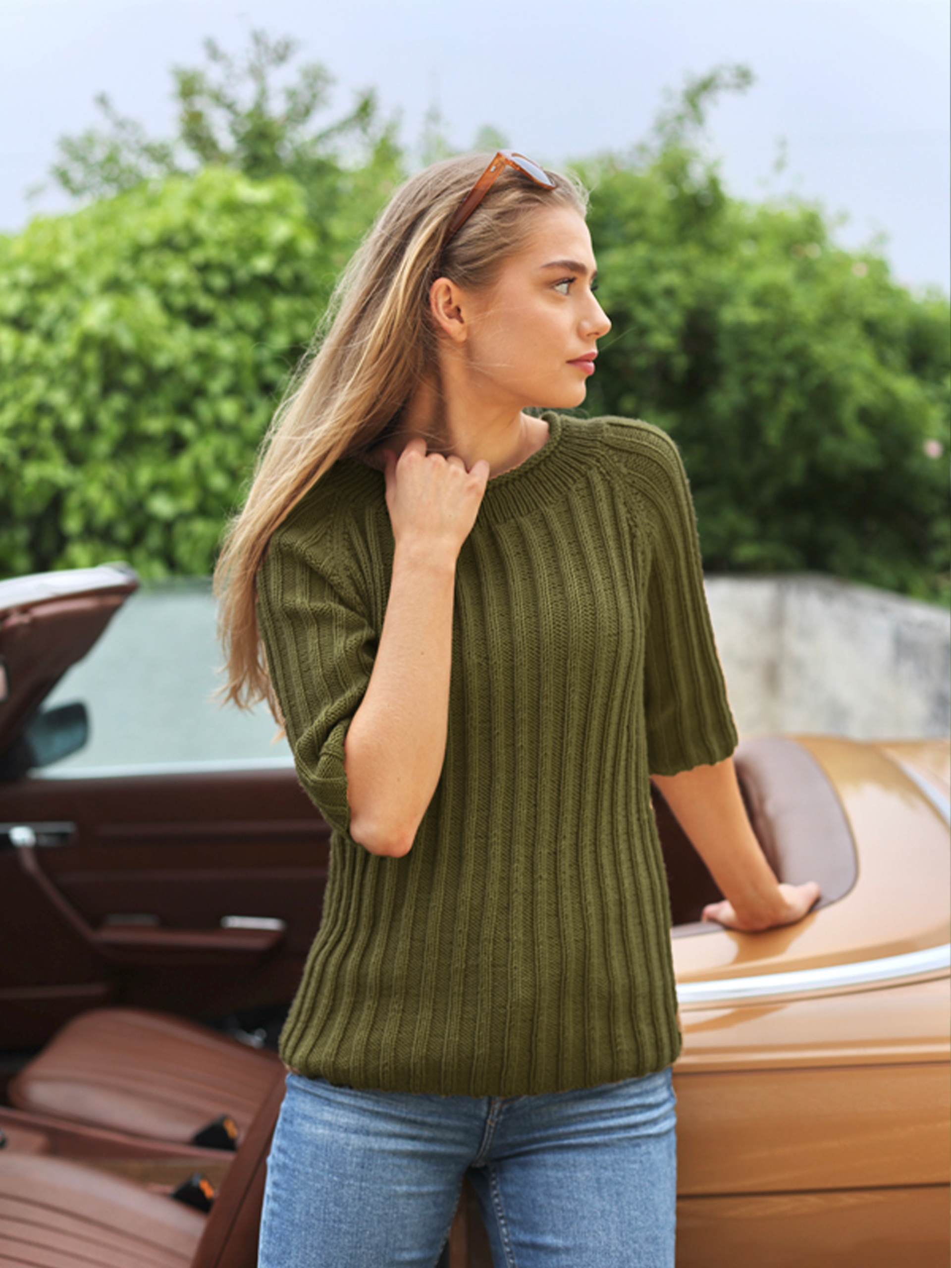 NELLI topp mørk oliven